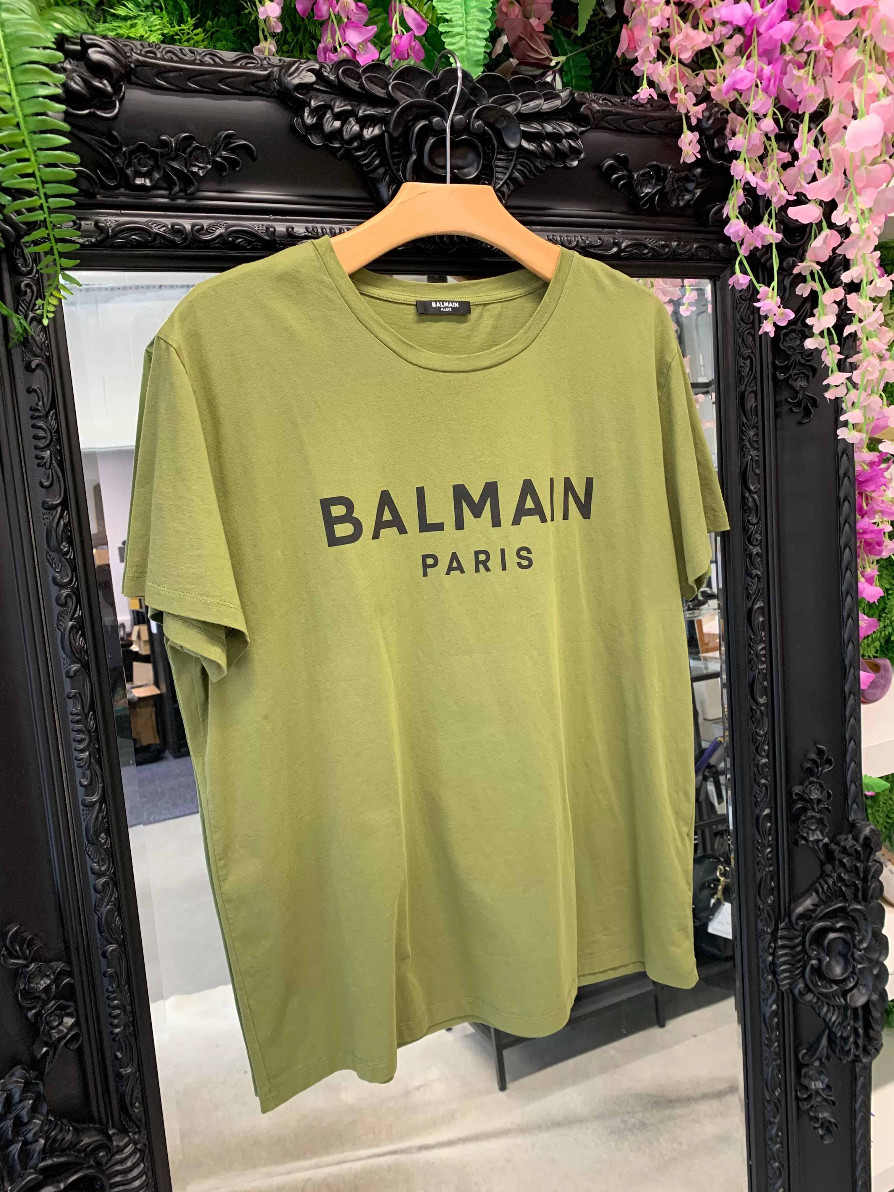 Balmain Khaki and Black Oversized T-shirt XXL