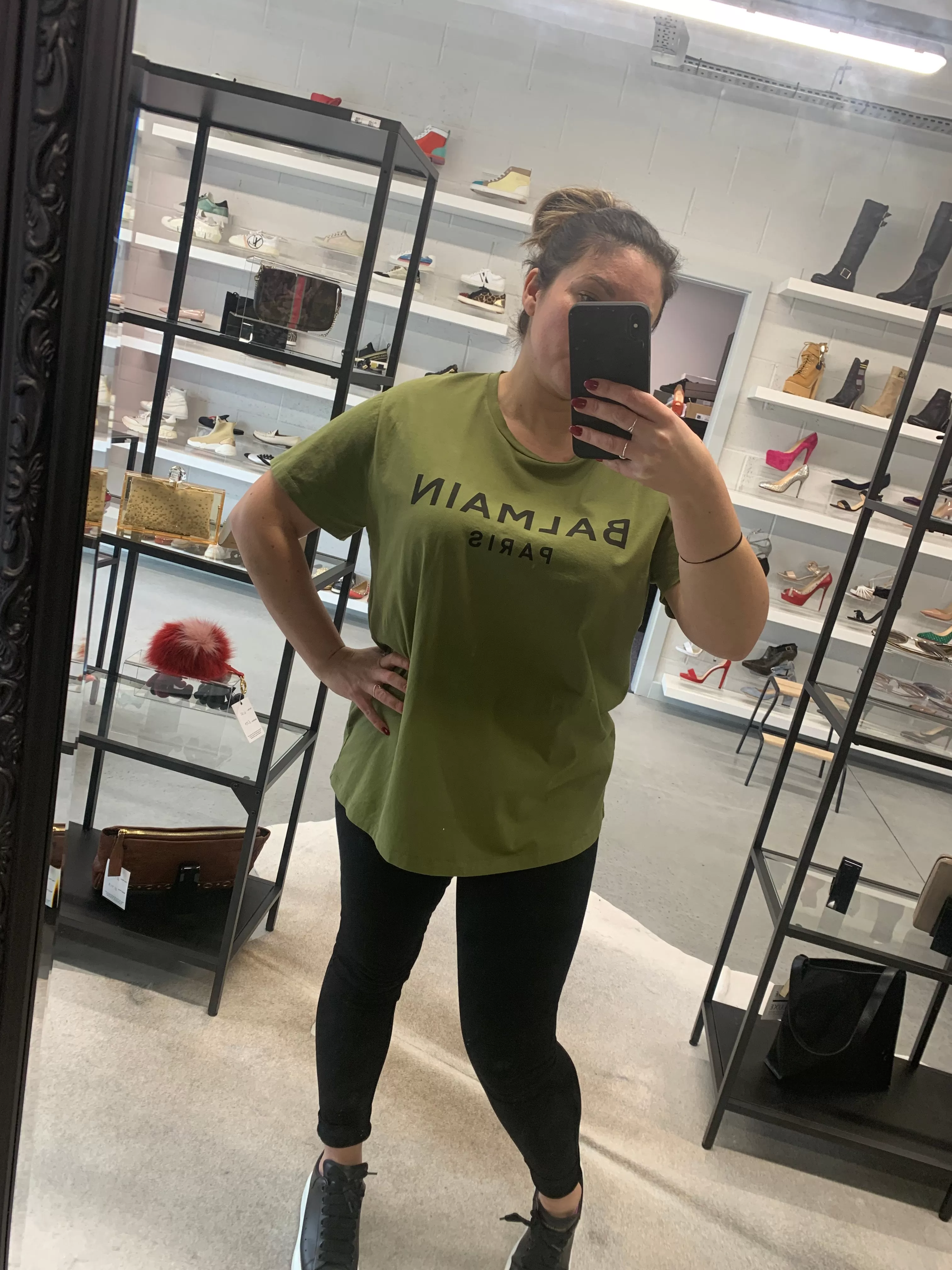 Balmain Khaki and Black Oversized T-shirt XXL