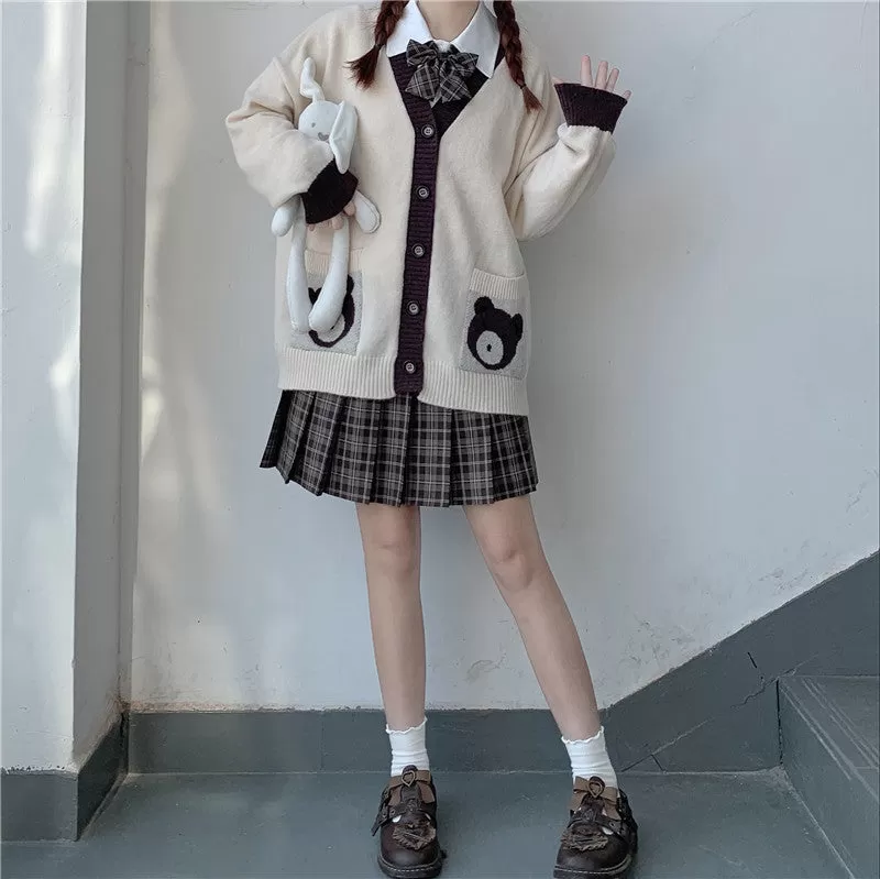 Bear Lover Kawaii Lolita Oversized Sweater Cardigan