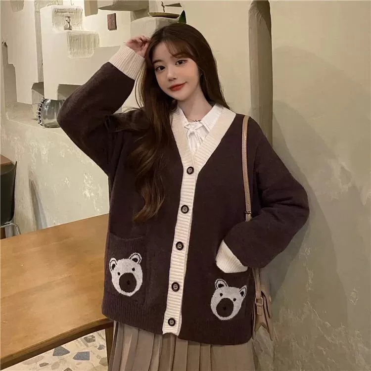 Bear Lover Kawaii Lolita Oversized Sweater Cardigan