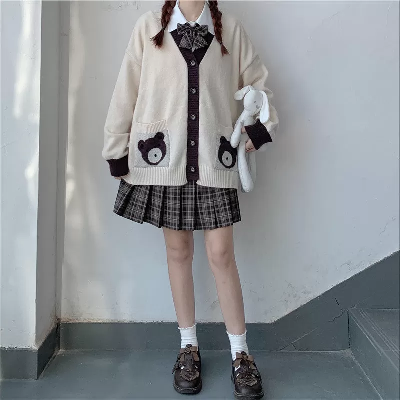 Bear Lover Kawaii Lolita Oversized Sweater Cardigan