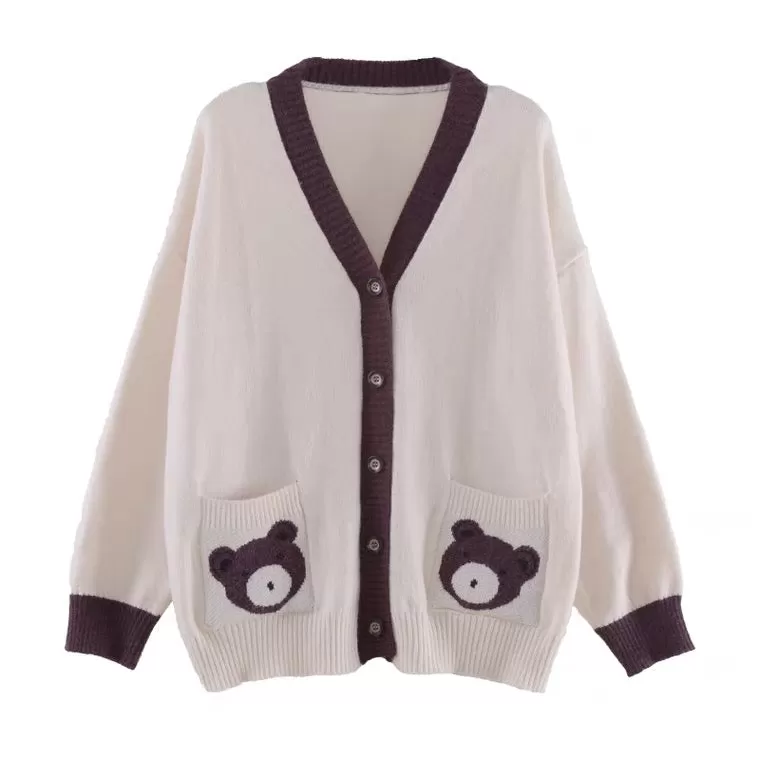 Bear Lover Kawaii Lolita Oversized Sweater Cardigan