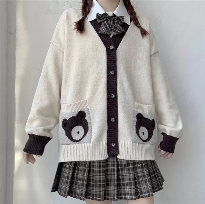 Bear Lover Kawaii Lolita Oversized Sweater Cardigan