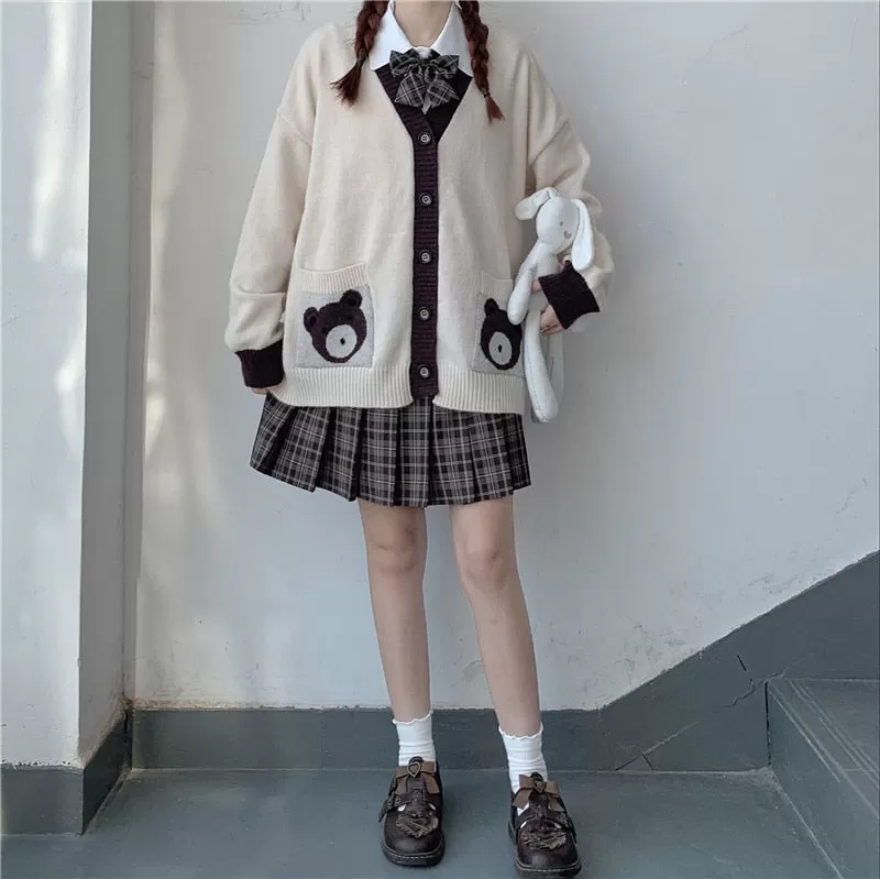 Bear Lover Kawaii Lolita Oversized Sweater Cardigan