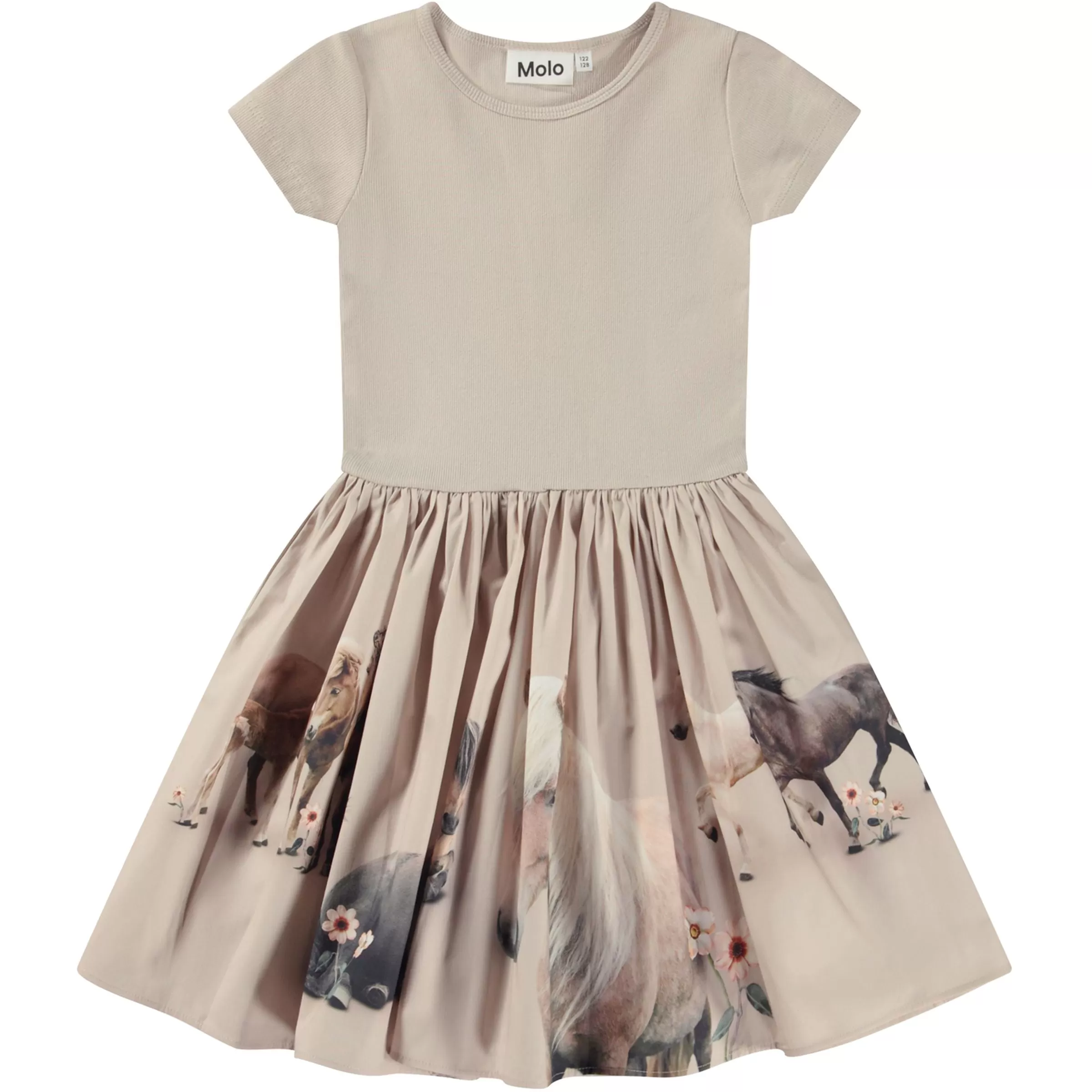 Beige Cotton Pony Print Dress