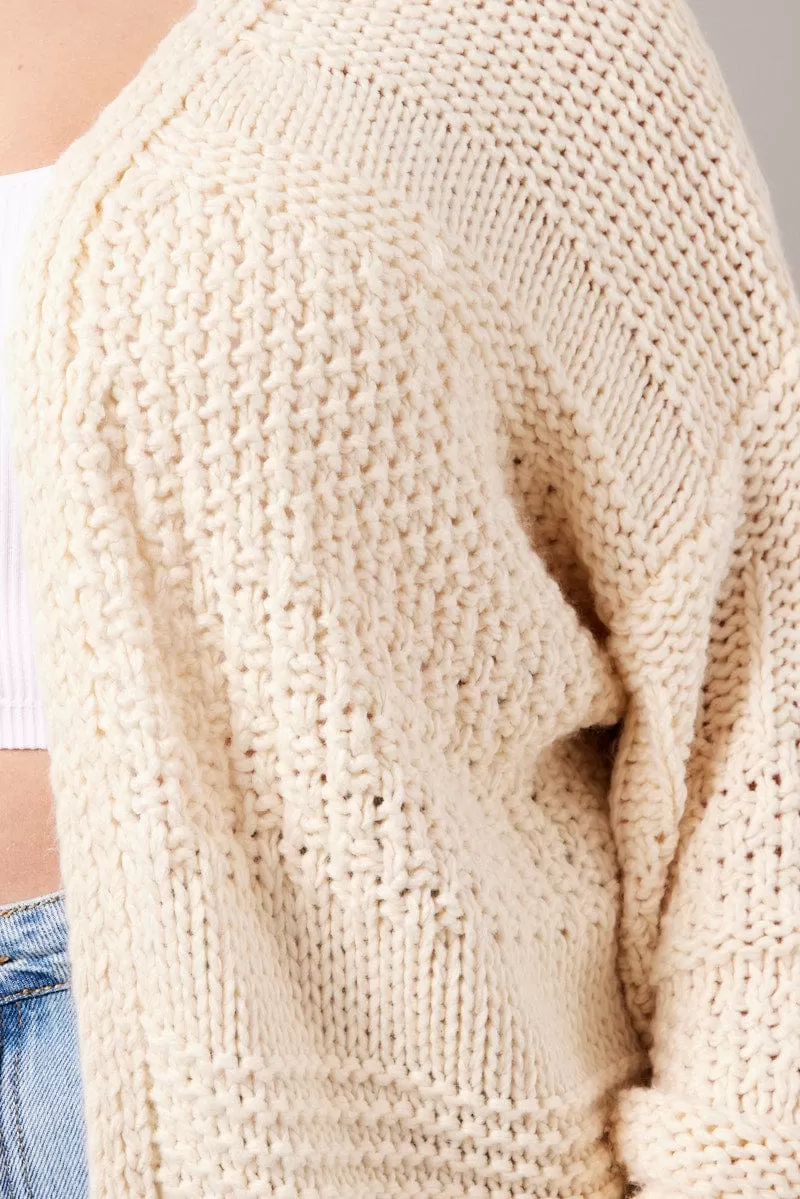 Beige Oversized Cardigan Long Sleeve