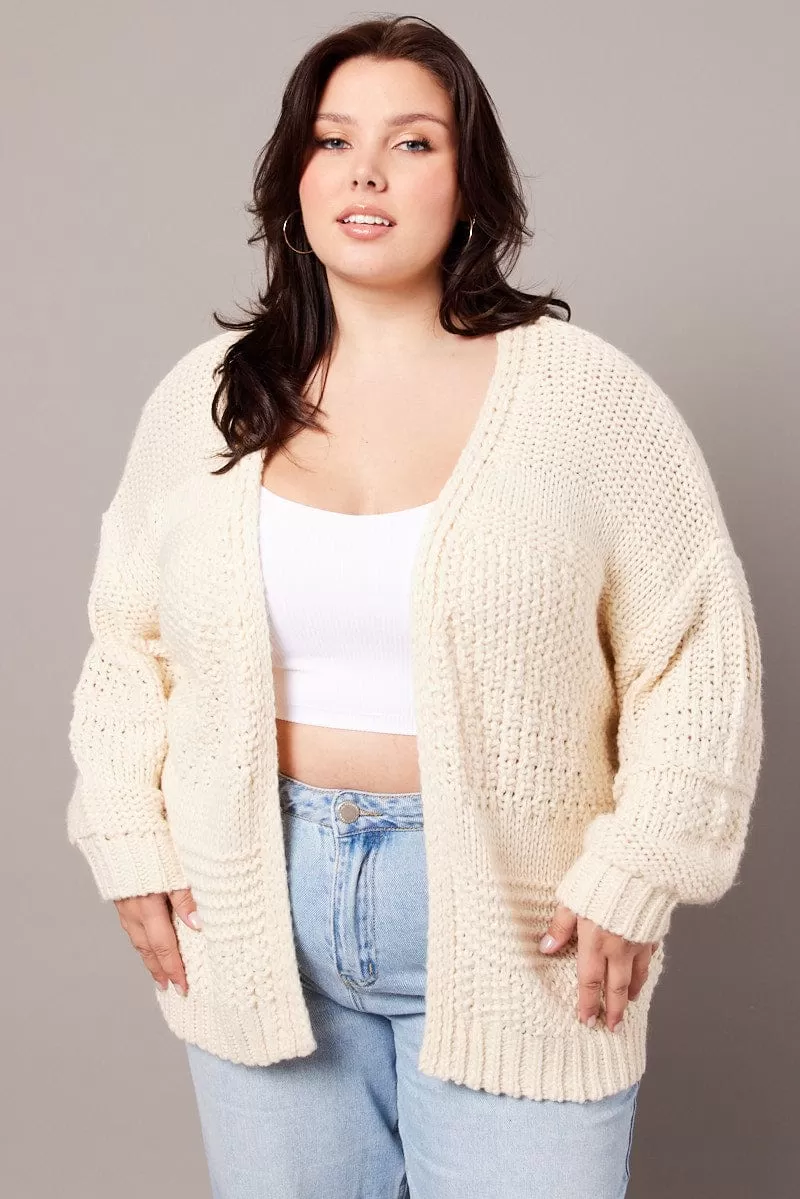 Beige Oversized Cardigan Long Sleeve