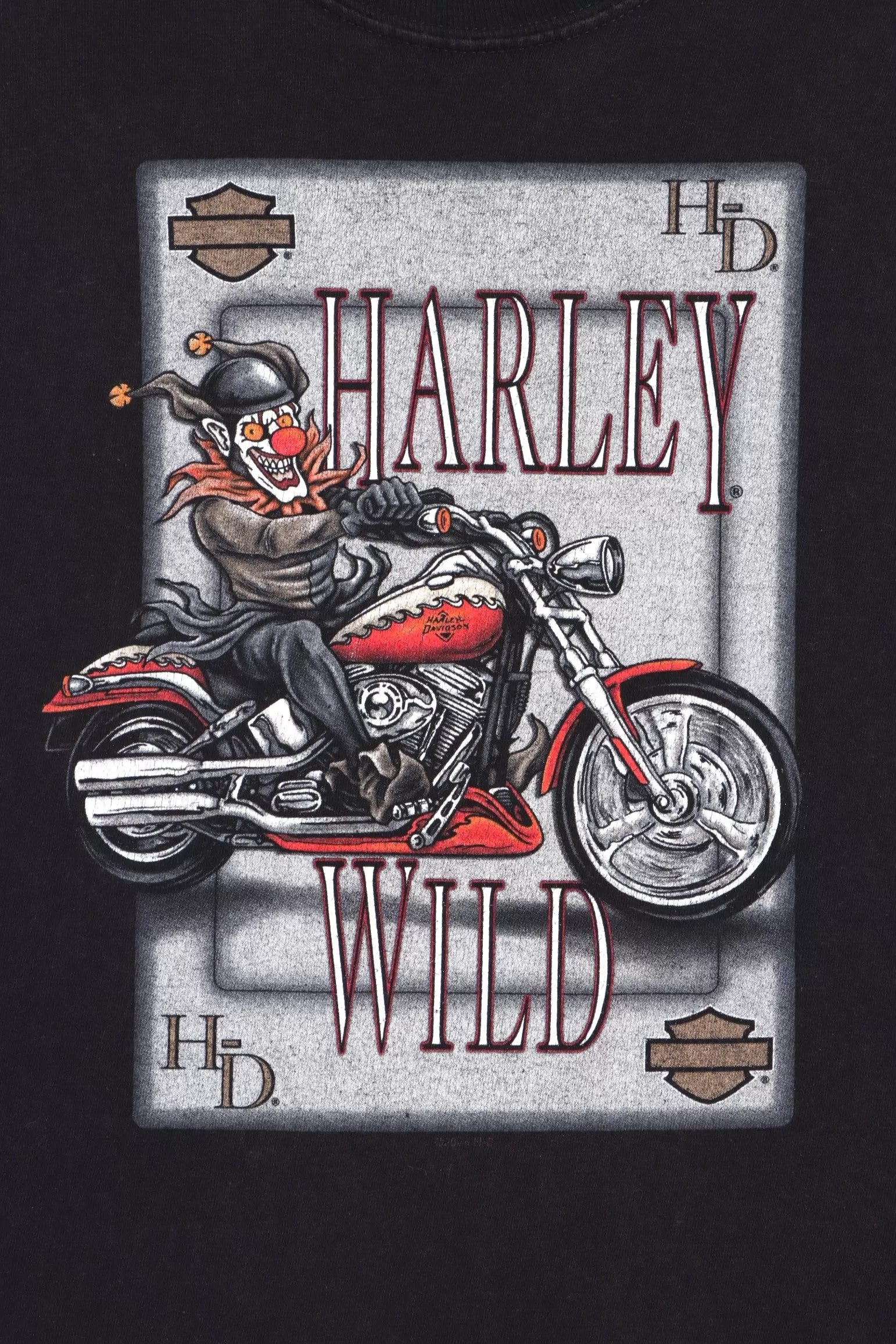 Beijing HARLEY DAVIDSON "Wild" Joker Card Front Back Tee USA Made (XL)