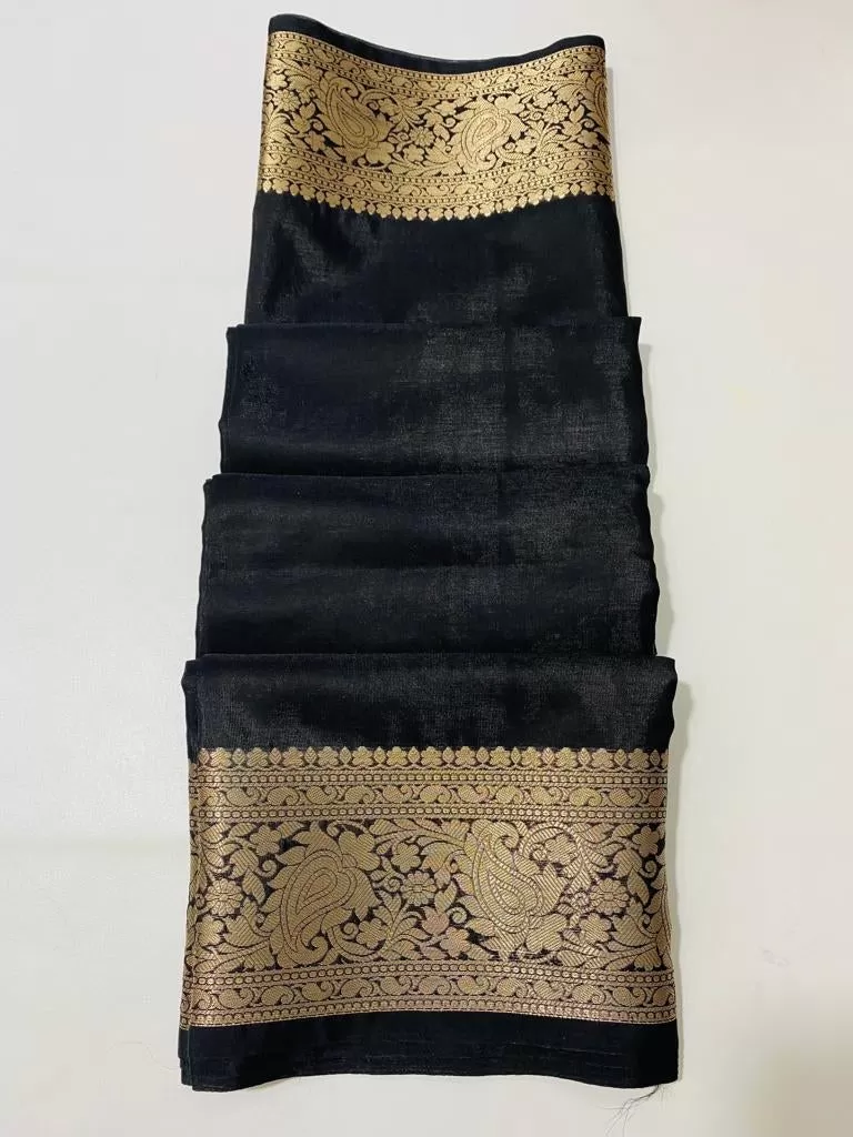 Black Beauty Soft Silk Zari work on Designer Banarasi Saree