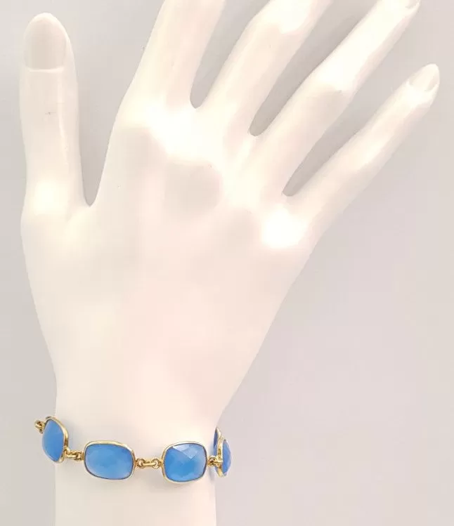 Blue Agate 5 Stone Bracelet