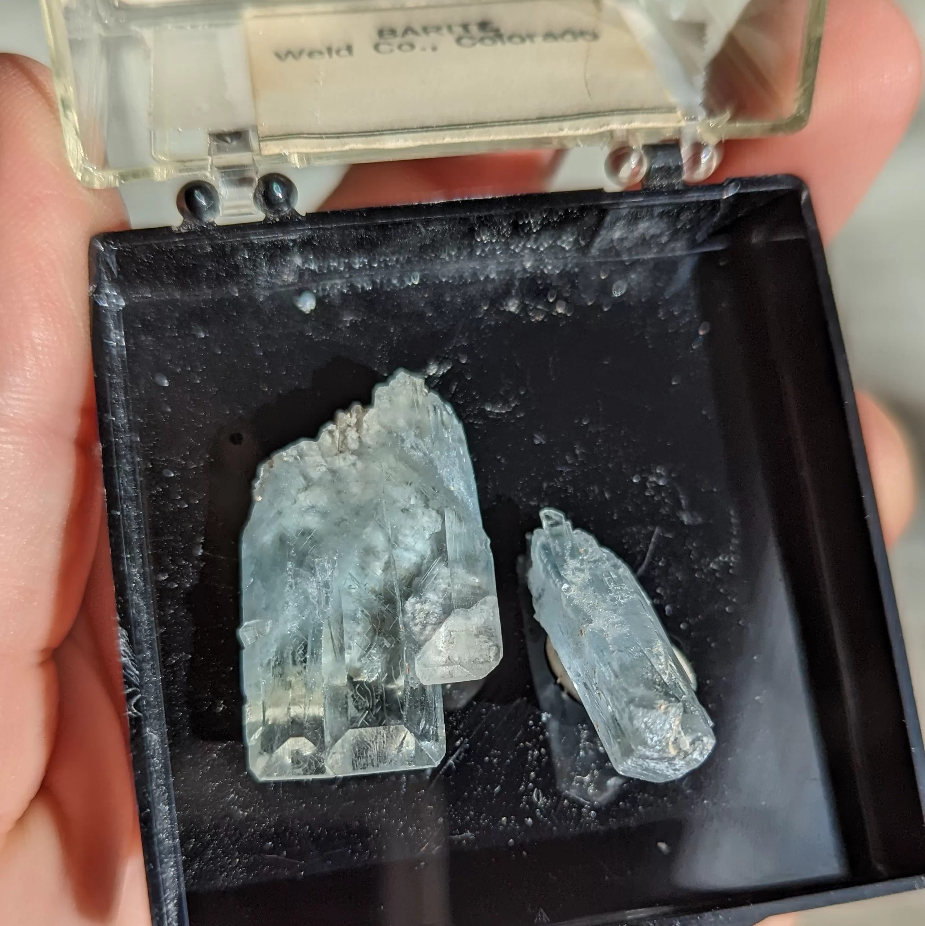 Blue Barite From Colorado in Collectors Box ~