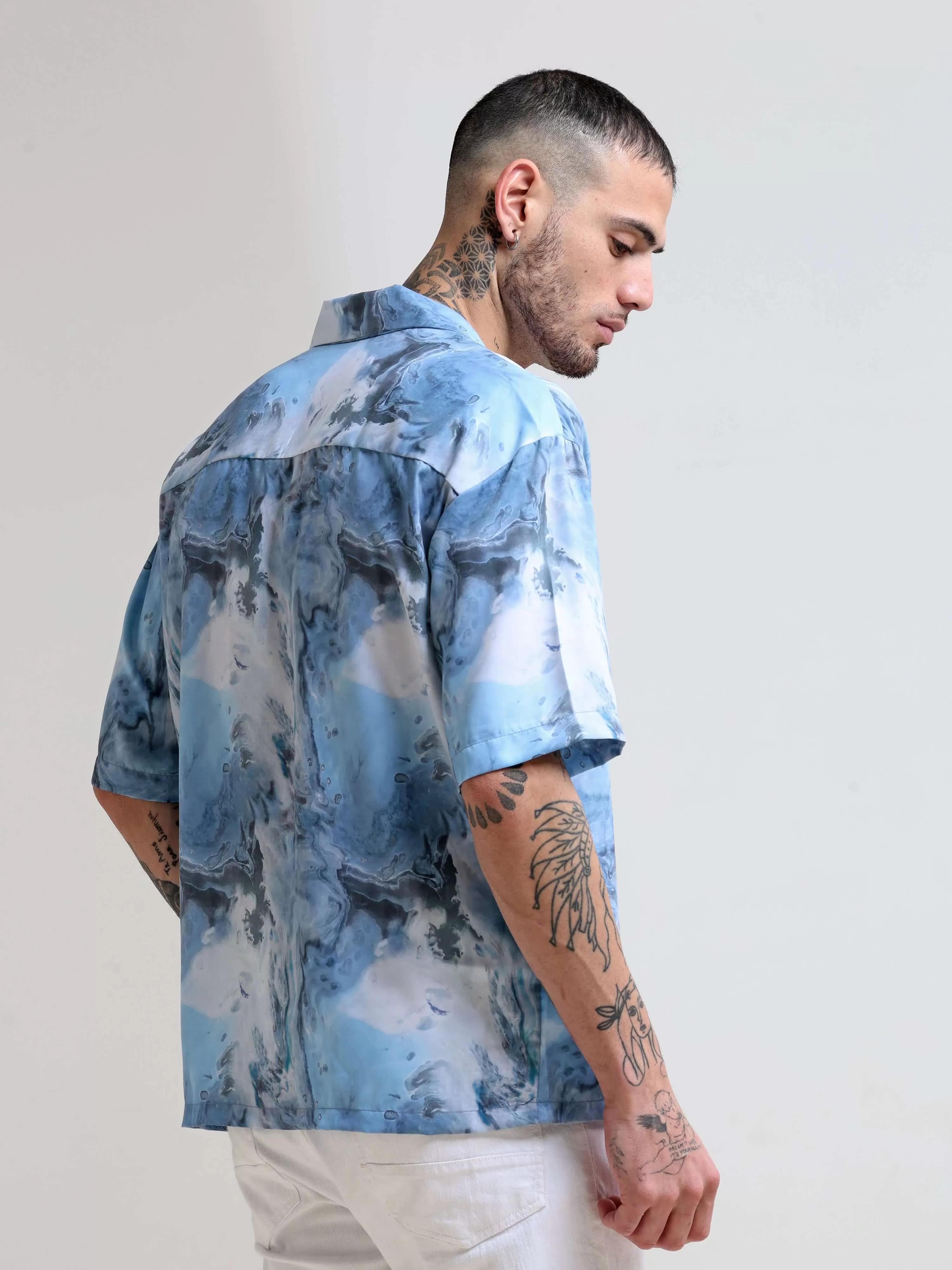 Blue Camp Oversized Shirt