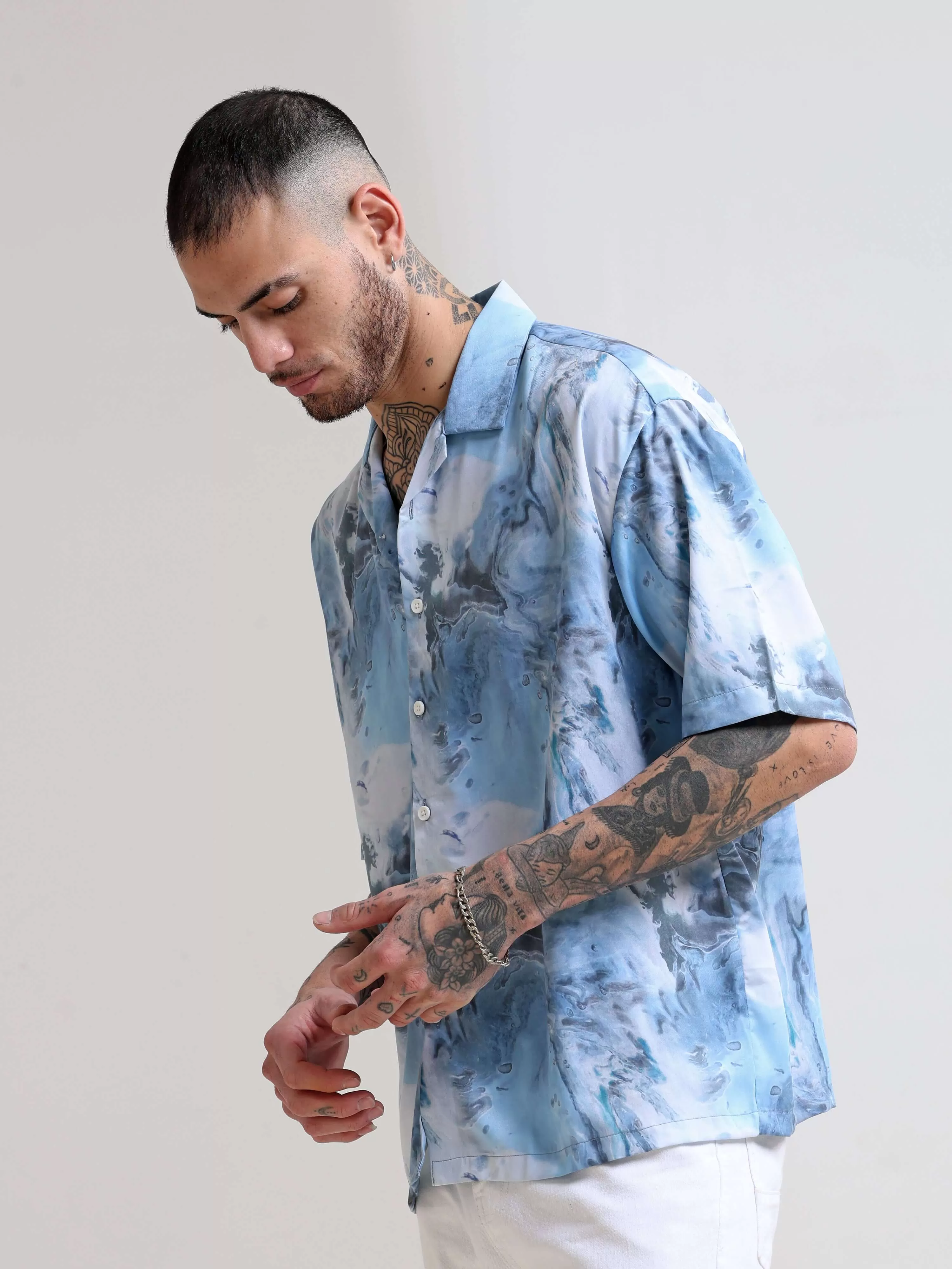 Blue Camp Oversized Shirt