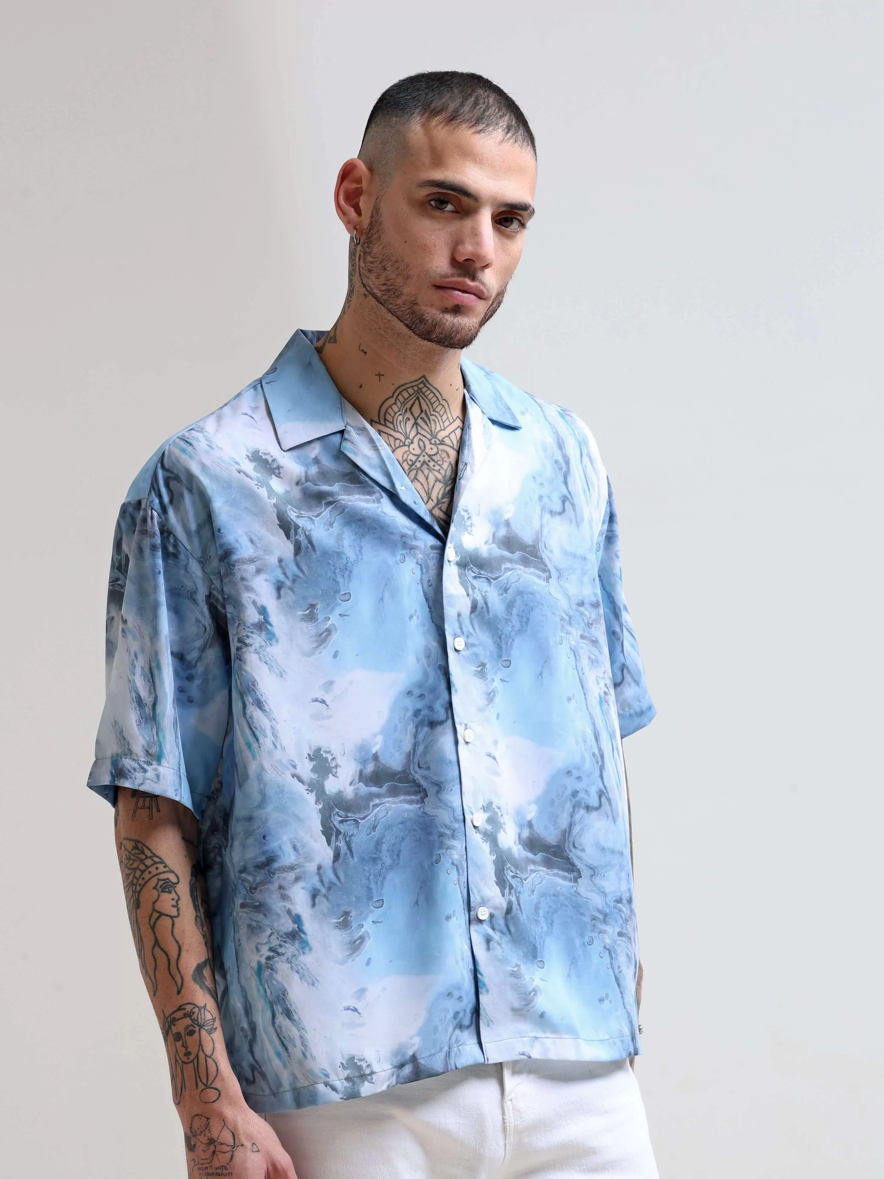 Blue Camp Oversized Shirt