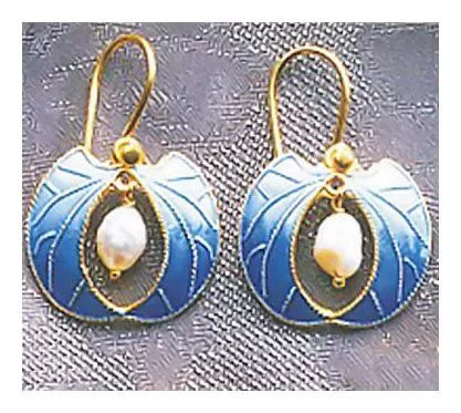 Blue Frond Earrings