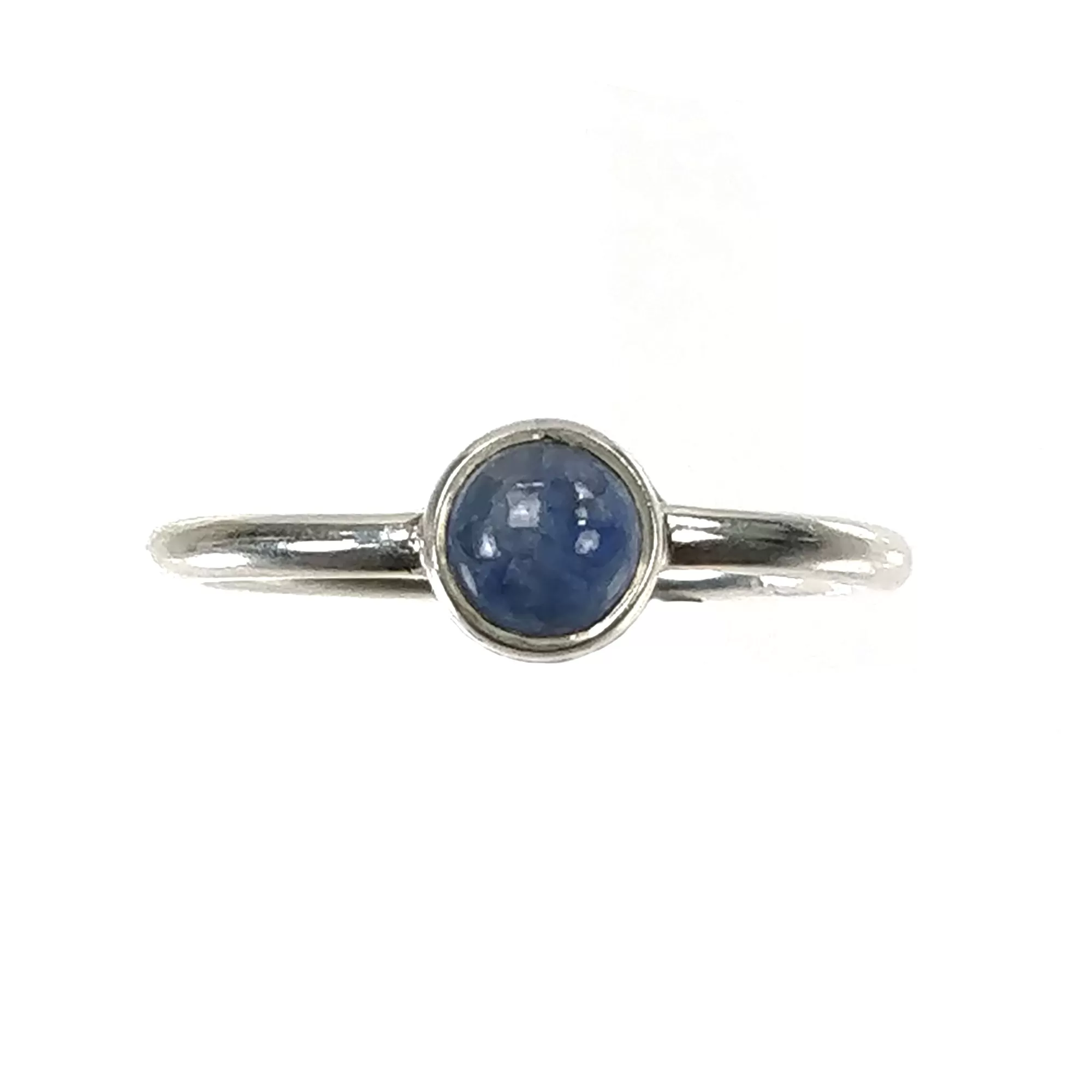 BLUE SAPPHIRE Gemstone 925 Sterling Silver RING : Natural Sapphire Round Cabochon Bezel Set Fine Statement Unisex Ring 7US