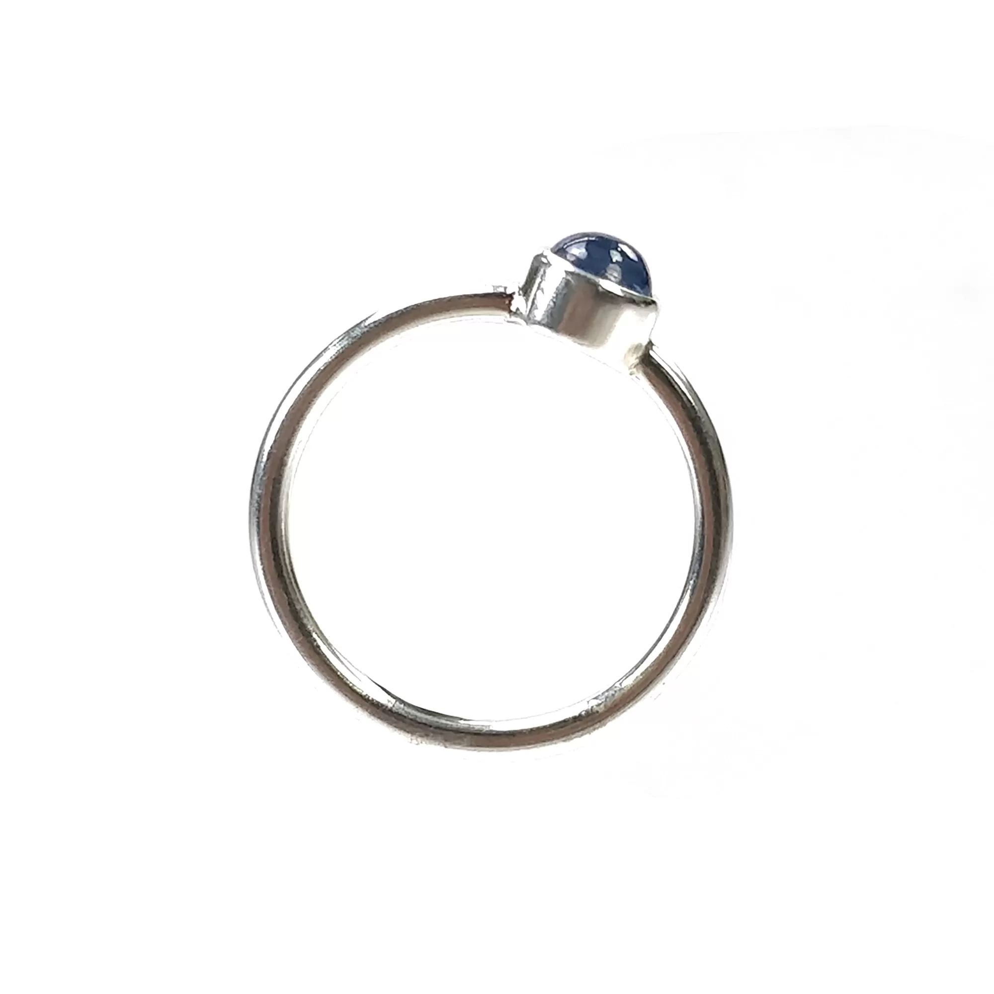 BLUE SAPPHIRE Gemstone 925 Sterling Silver RING : Natural Sapphire Round Cabochon Bezel Set Fine Statement Unisex Ring 7US