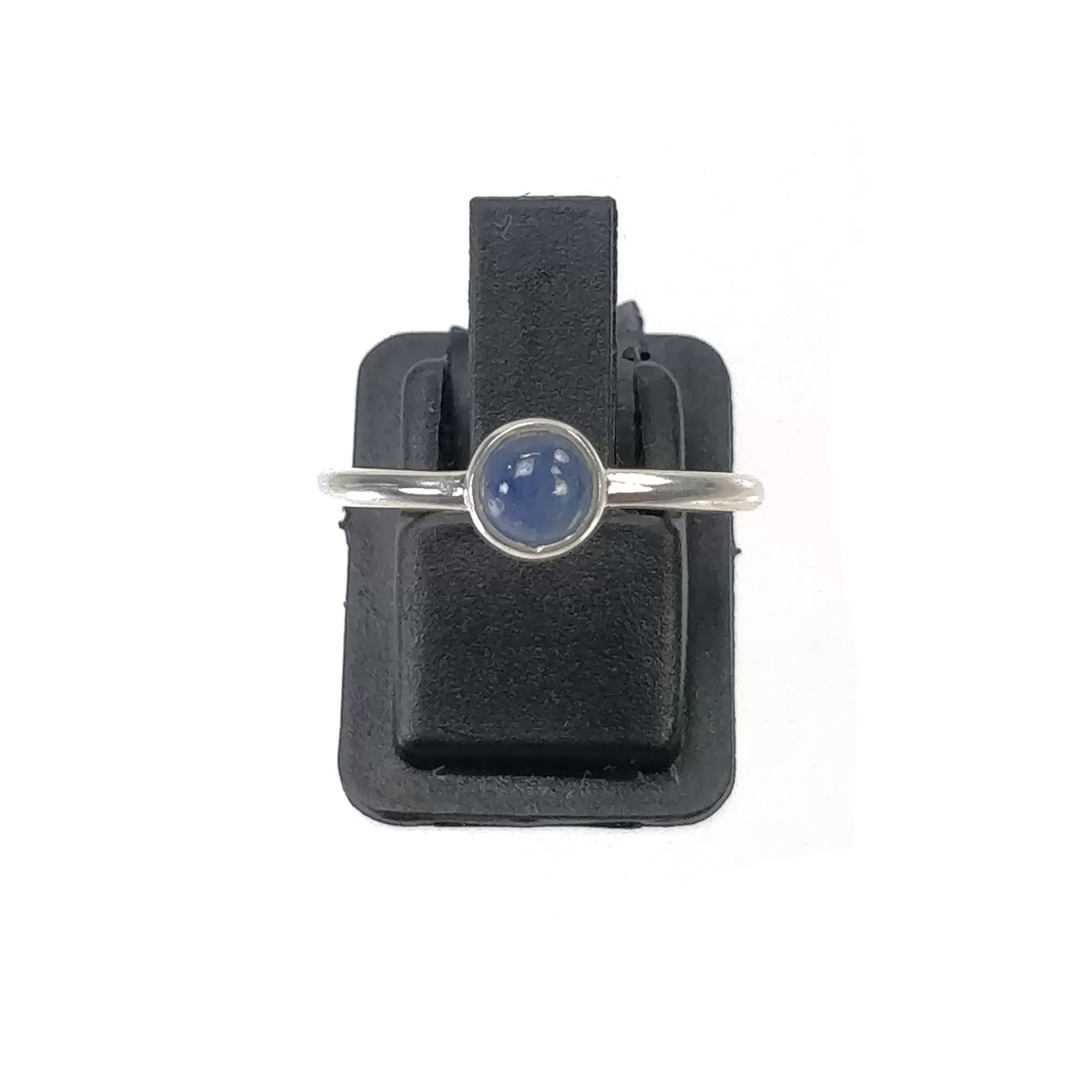 BLUE SAPPHIRE Gemstone 925 Sterling Silver RING : Natural Sapphire Round Cabochon Bezel Set Fine Statement Unisex Ring 7US