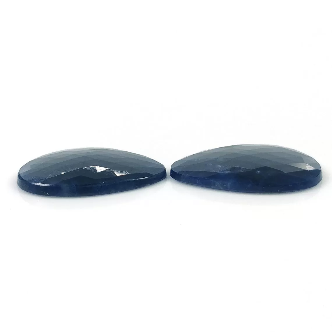 BLUE SAPPHIRE Gemstone Rose Cut : 47.00cts Natural Untreated Unheated Sapphire Uneven Shape 28*20mm Pair (With Video)