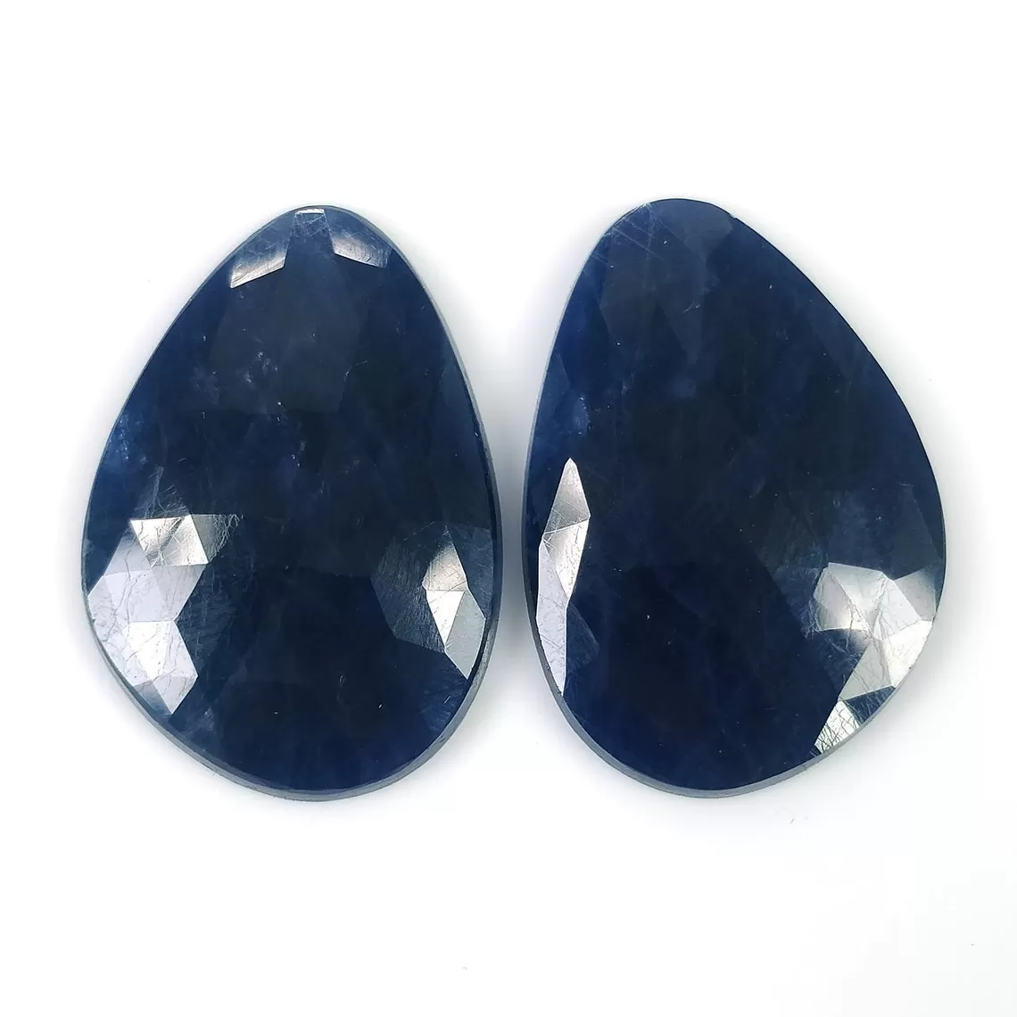 BLUE SAPPHIRE Gemstone Rose Cut : 47.00cts Natural Untreated Unheated Sapphire Uneven Shape 28*20mm Pair (With Video)