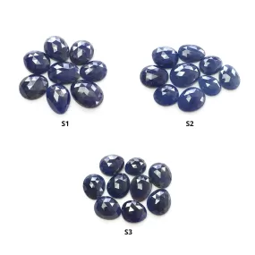 Blue Sapphire Gemstone Rose Cut : Natural Untreated Unheated Blue Sapphire Egg Shape Set