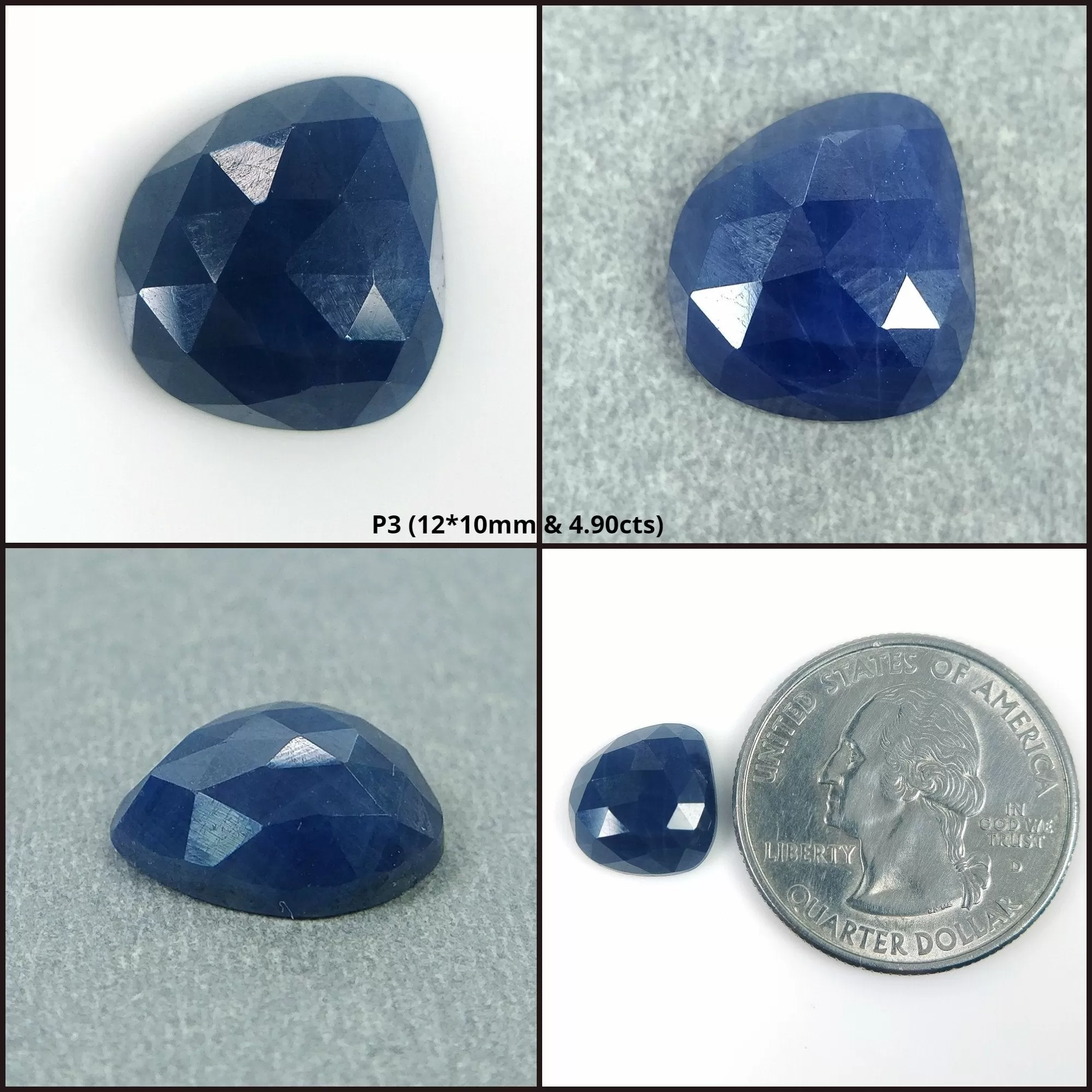 BLUE SAPPHIRE Gemstone Rose Cut : Natural Untreated Unheated Sapphire Uneven Shape 1pc