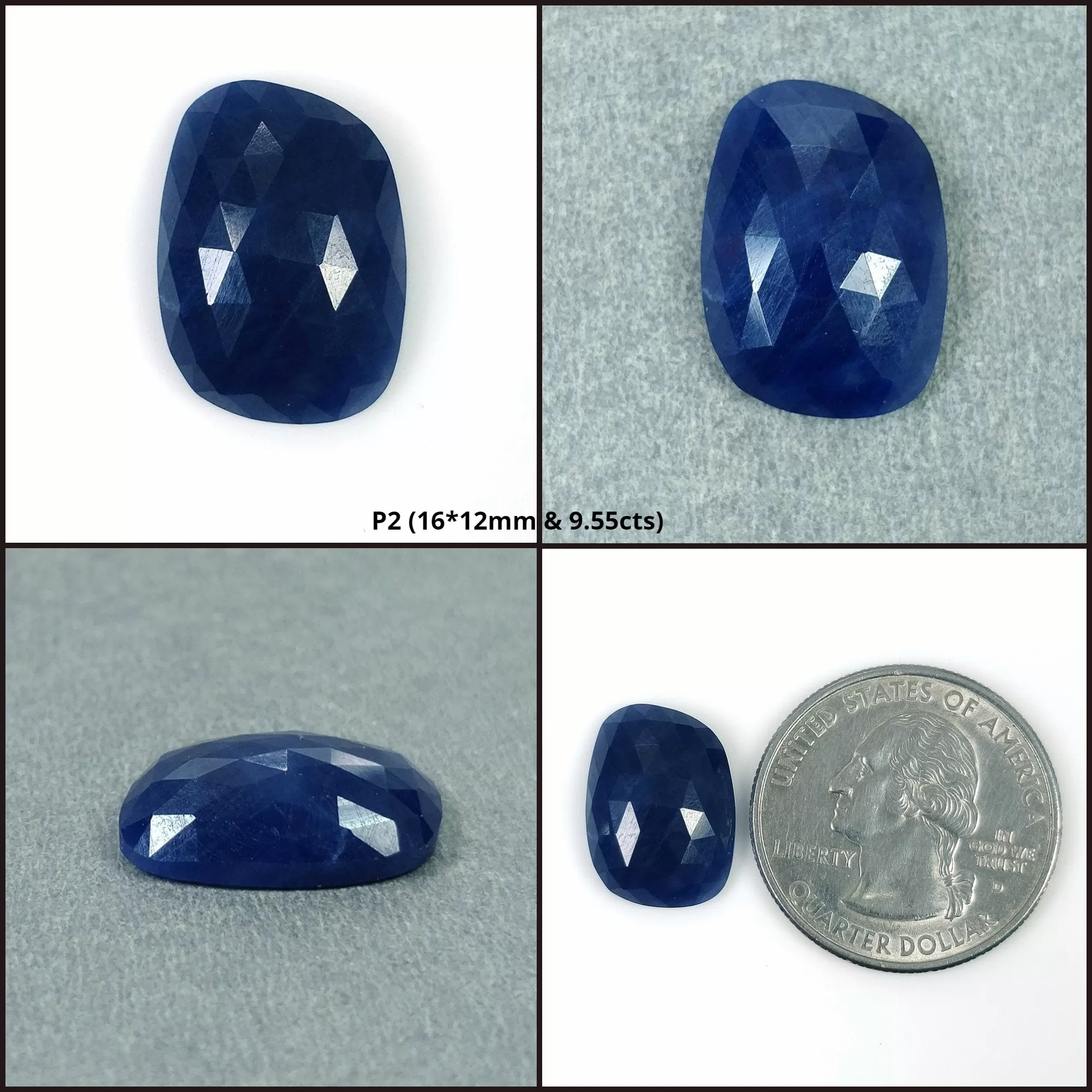 BLUE SAPPHIRE Gemstone Rose Cut : Natural Untreated Unheated Sapphire Uneven Shape 1pc