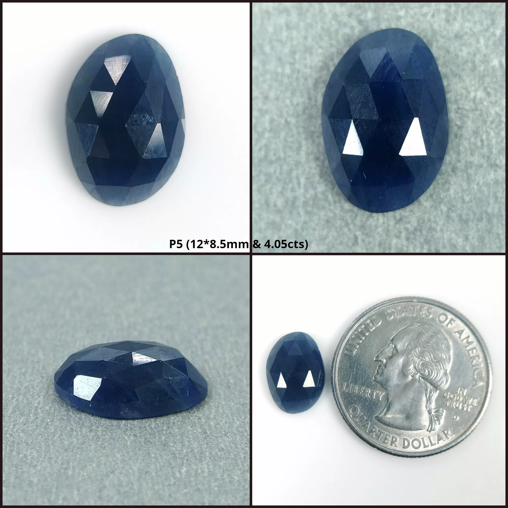 BLUE SAPPHIRE Gemstone Rose Cut : Natural Untreated Unheated Sapphire Uneven Shape 1pc