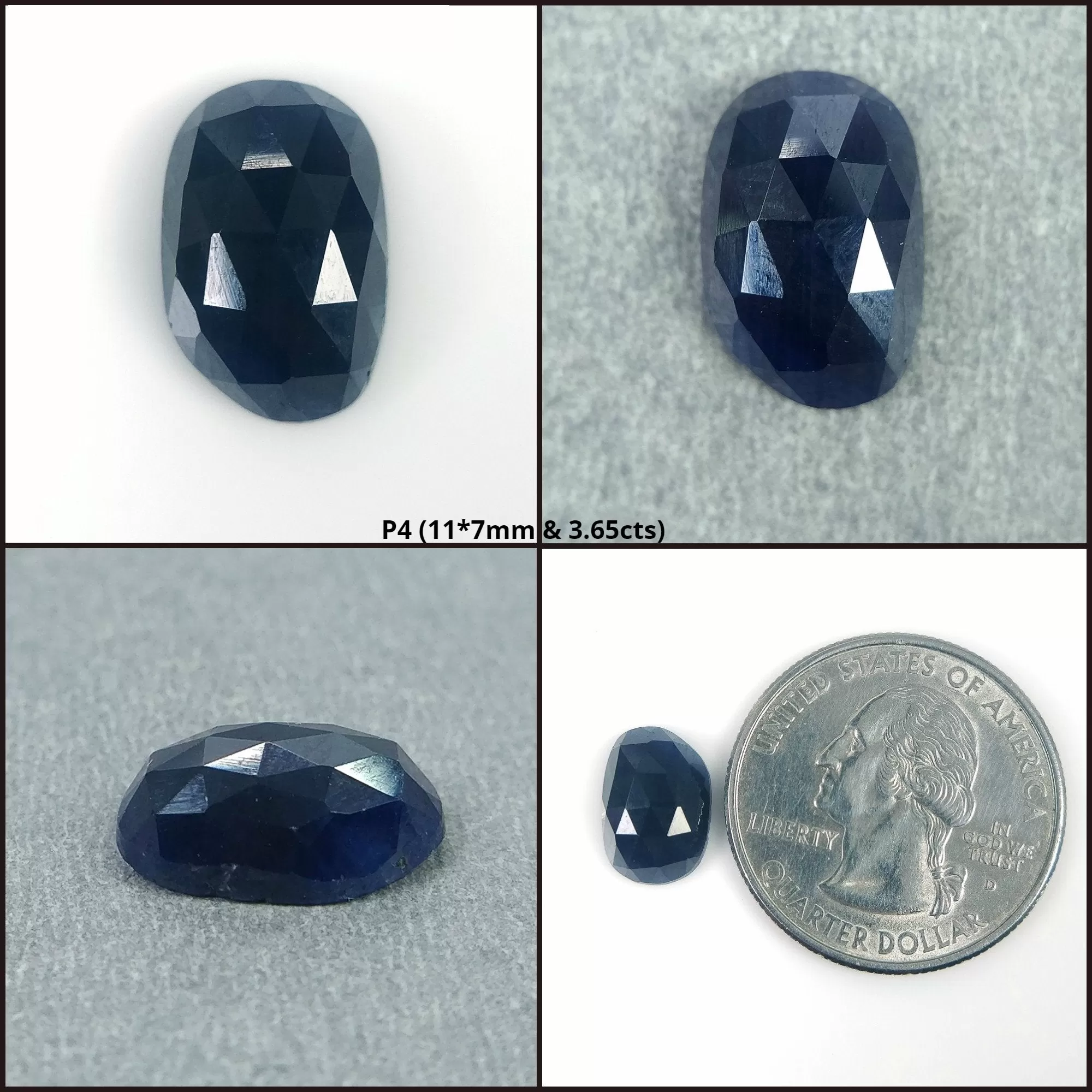 BLUE SAPPHIRE Gemstone Rose Cut : Natural Untreated Unheated Sapphire Uneven Shape 1pc