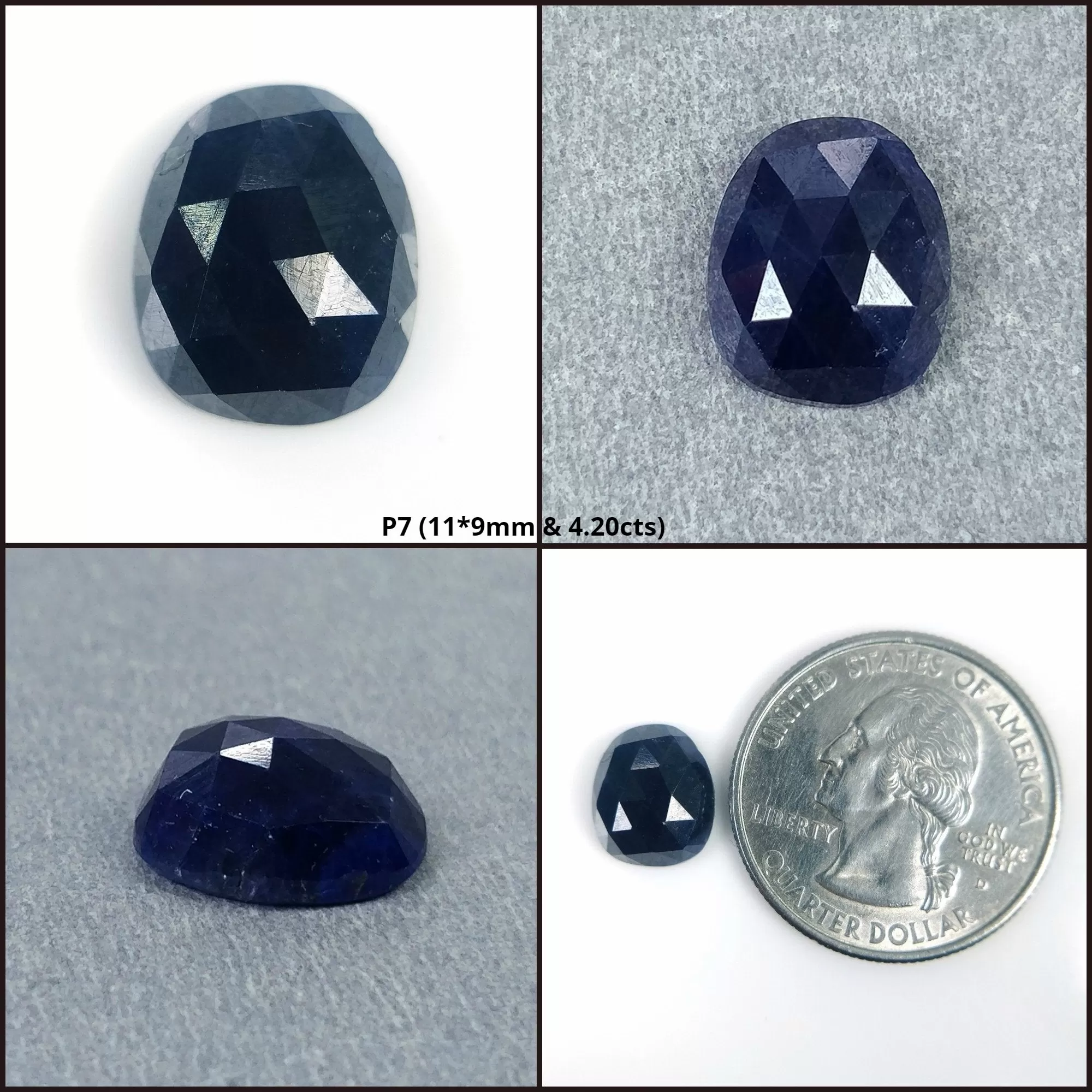 BLUE SAPPHIRE Gemstone Rose Cut : Natural Untreated Unheated Sapphire Uneven Shape 1pc