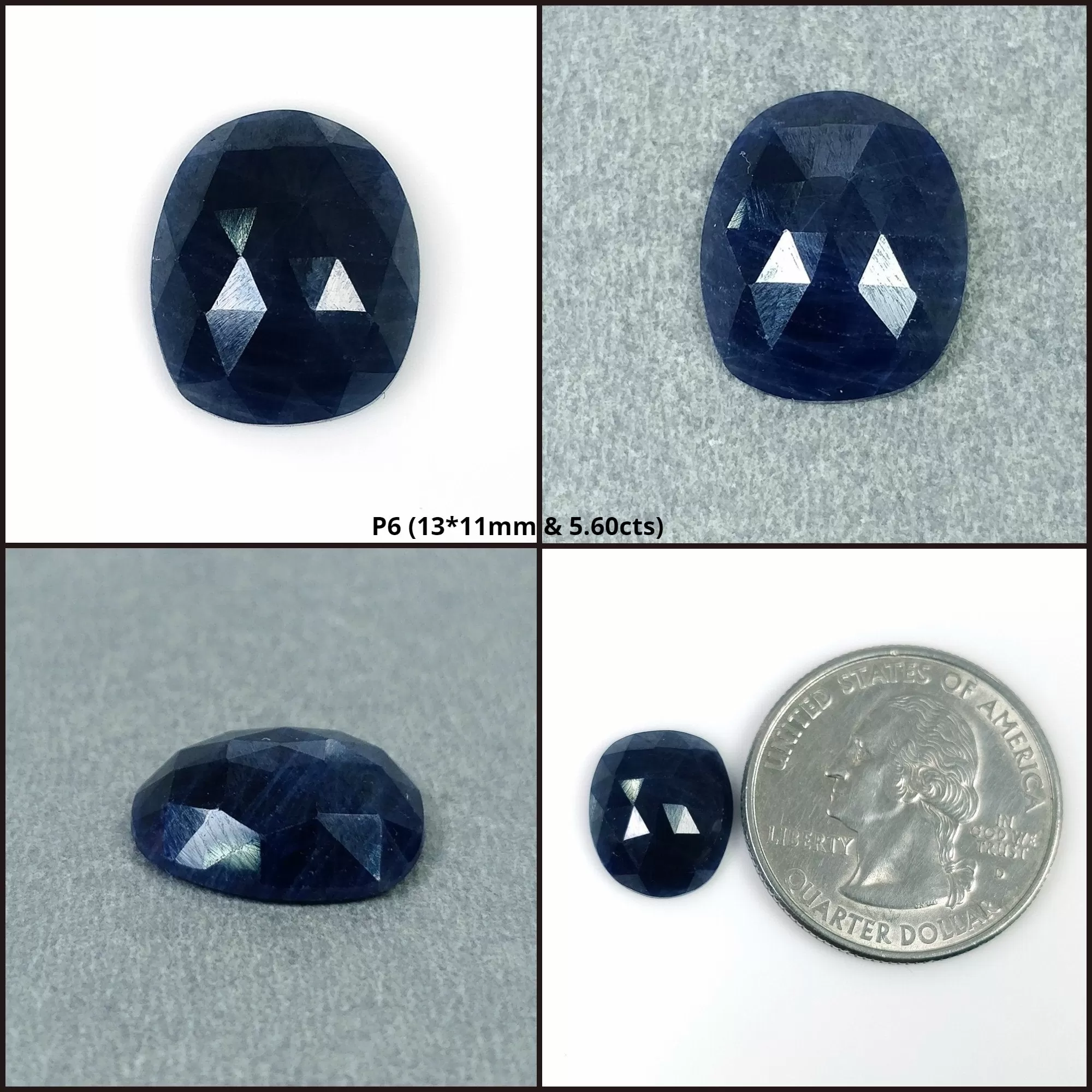 BLUE SAPPHIRE Gemstone Rose Cut : Natural Untreated Unheated Sapphire Uneven Shape 1pc