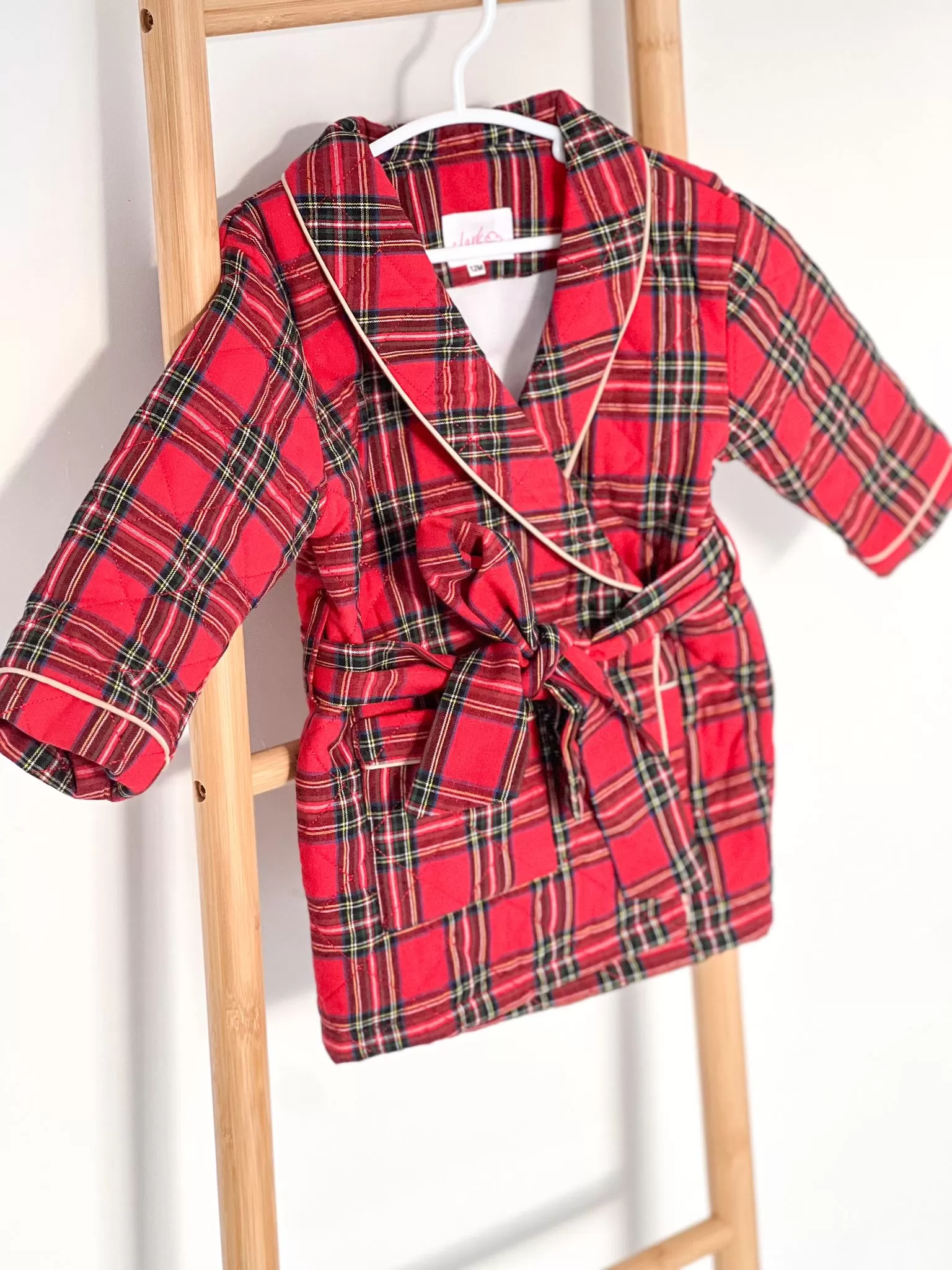 Boys Red Tartan Quilted Dressing Gown