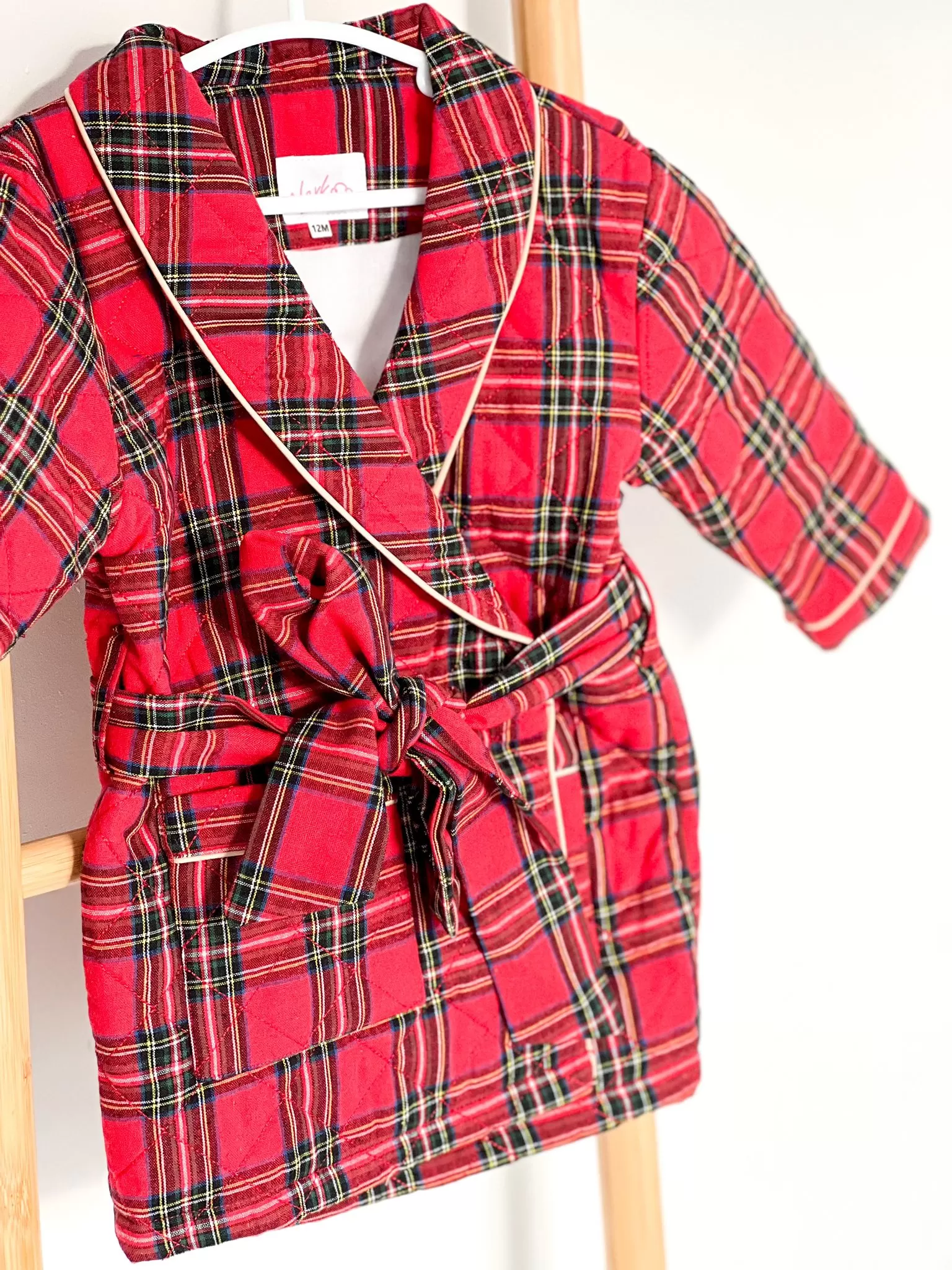 Boys Red Tartan Quilted Dressing Gown