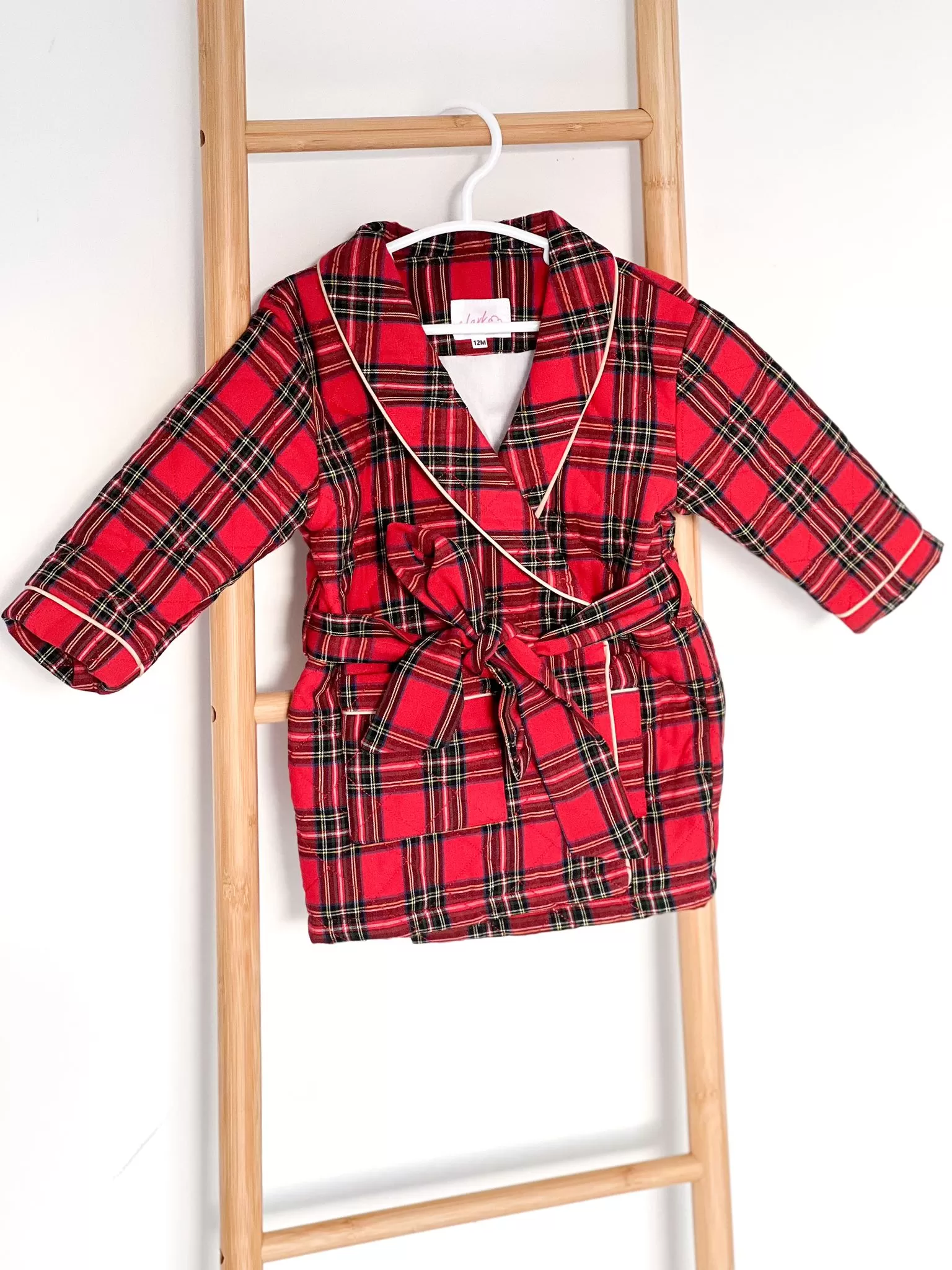 Boys Red Tartan Quilted Dressing Gown