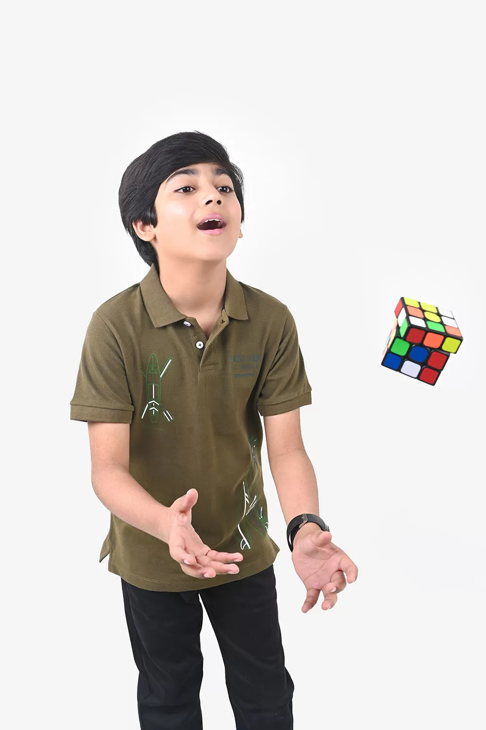 Boy's Short Sleeves Printed Polo