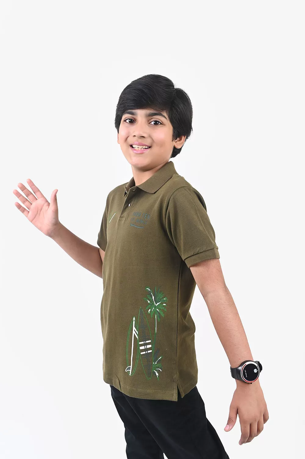 Boy's Short Sleeves Printed Polo