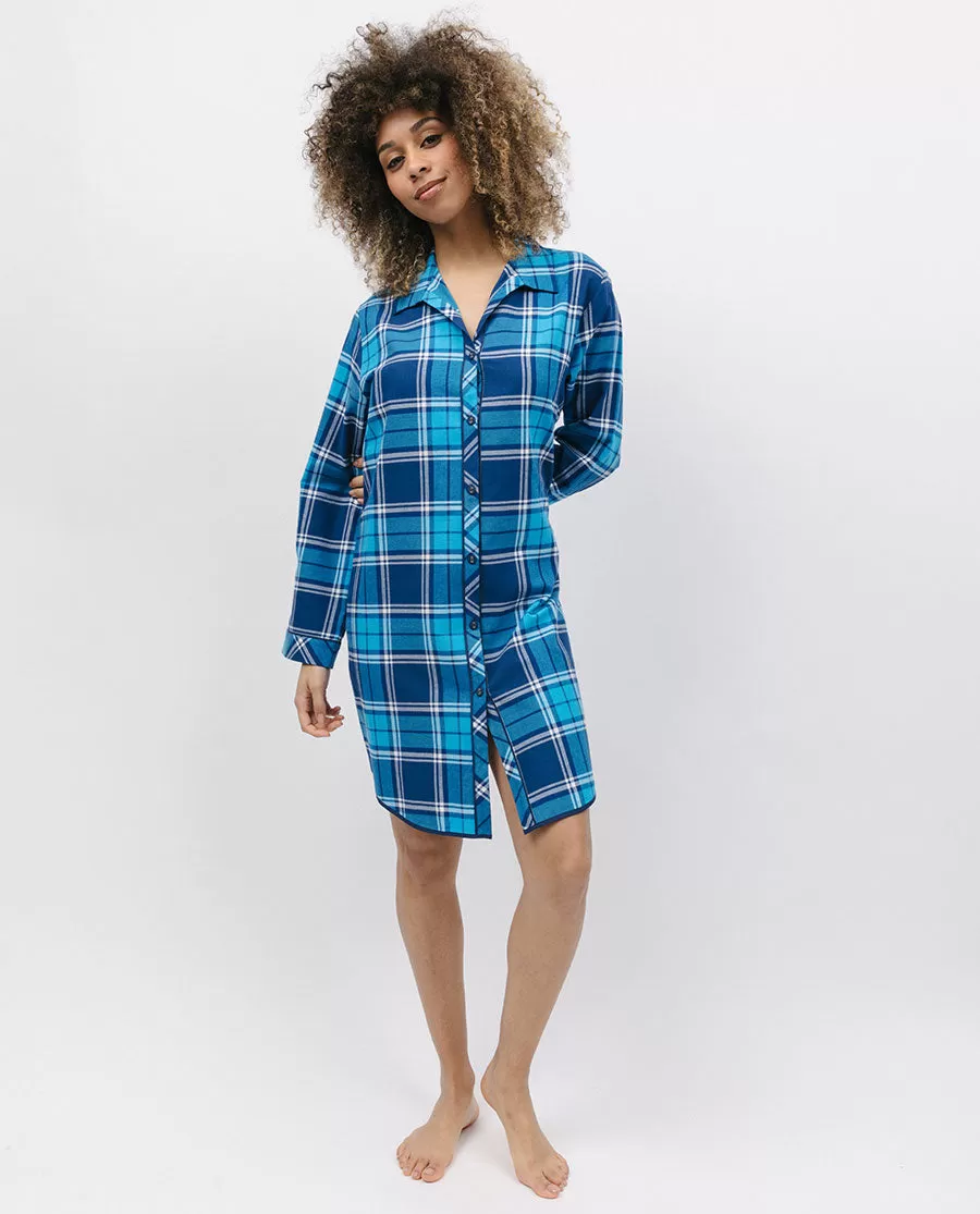 Brushed Blue Check Nightshirt