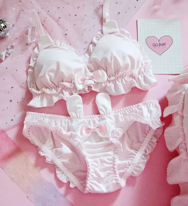 Bunny Ear Kawaii Nymphet Ruffle Lolita Lingerie Set