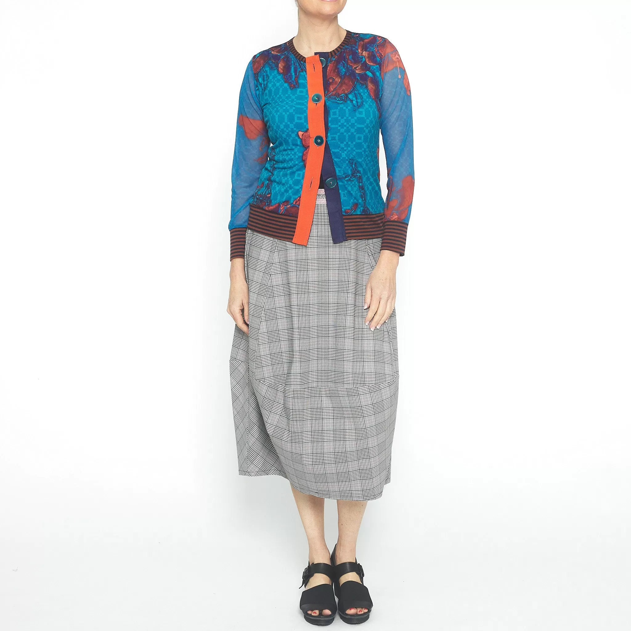 Button Cardi Ikebana Blue