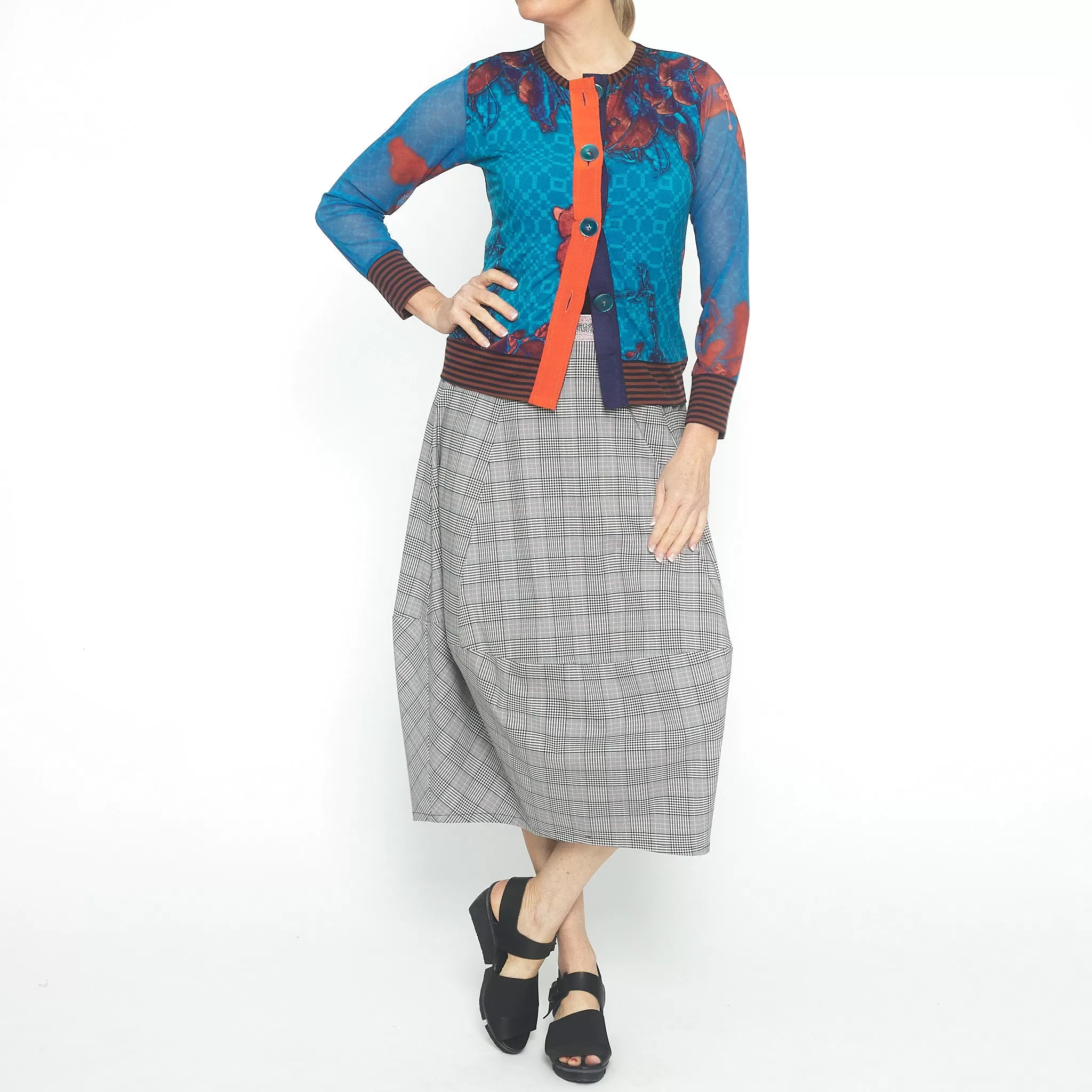 Button Cardi Ikebana Blue