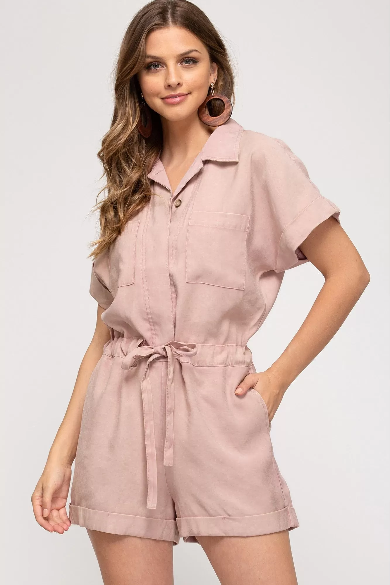 Button Down Washed Romper