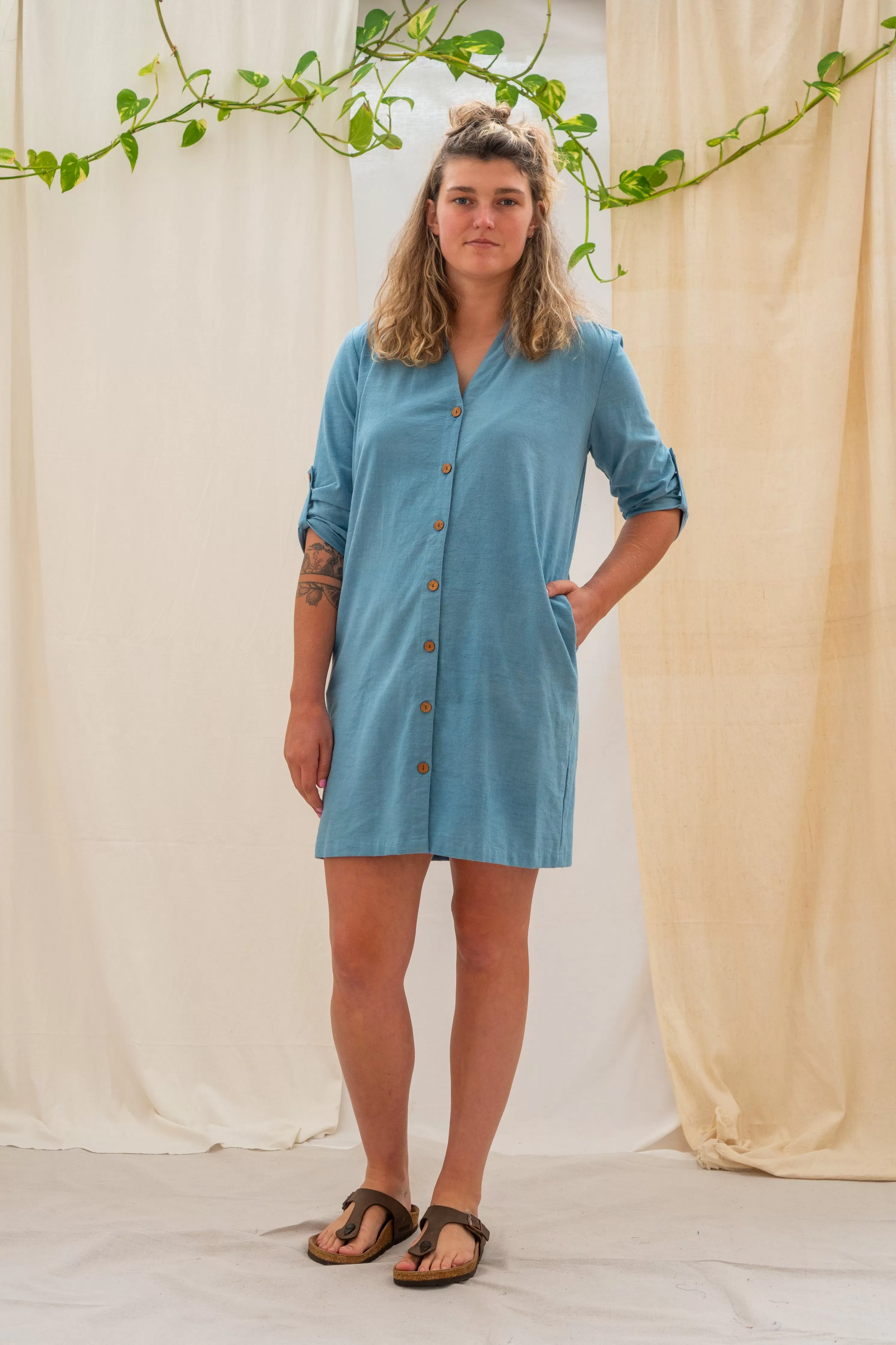 Cecile Button Shirt - Sky