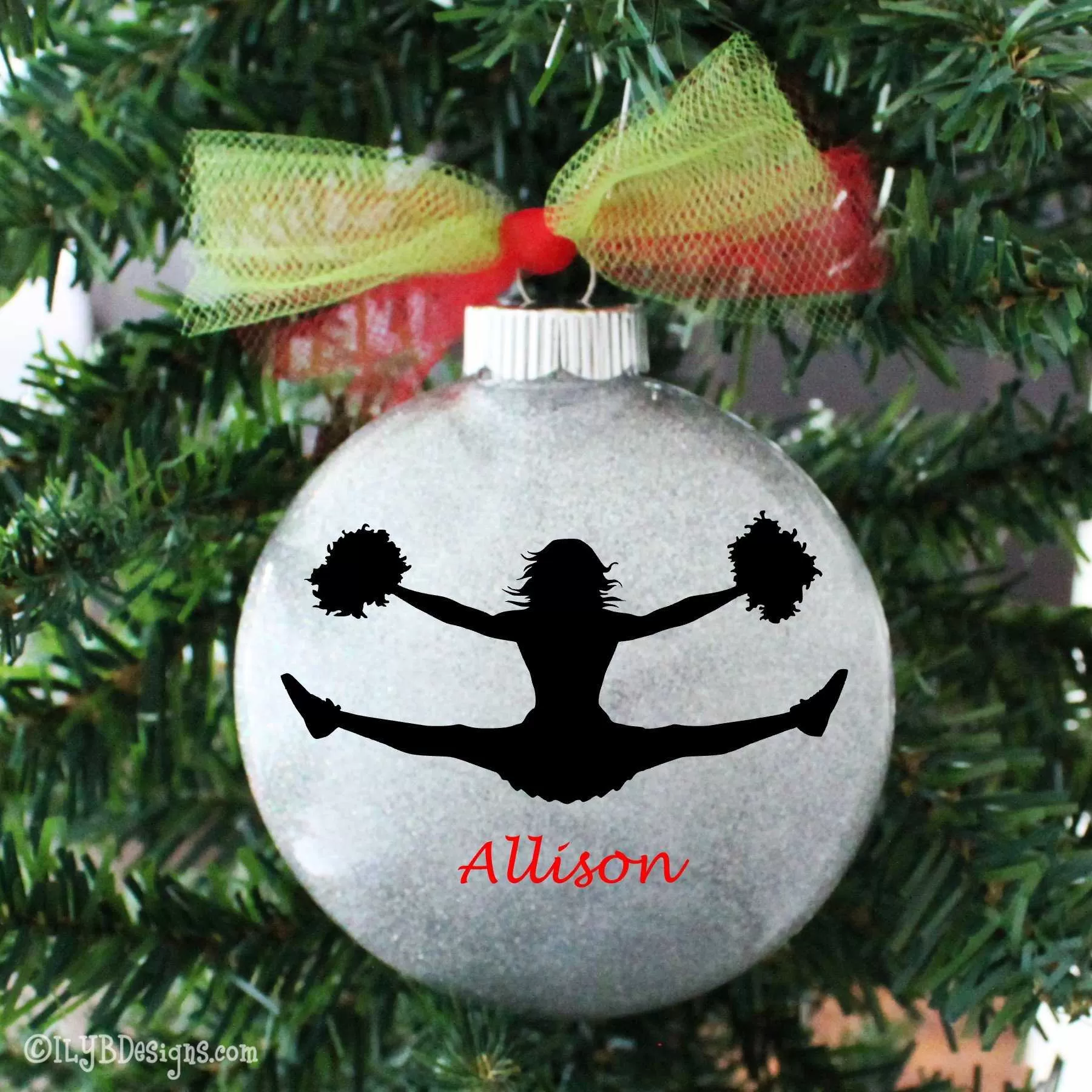 Cheerleading Christmas Ornament Personalized Glitter | Sports Ornament | Personalized Glitter