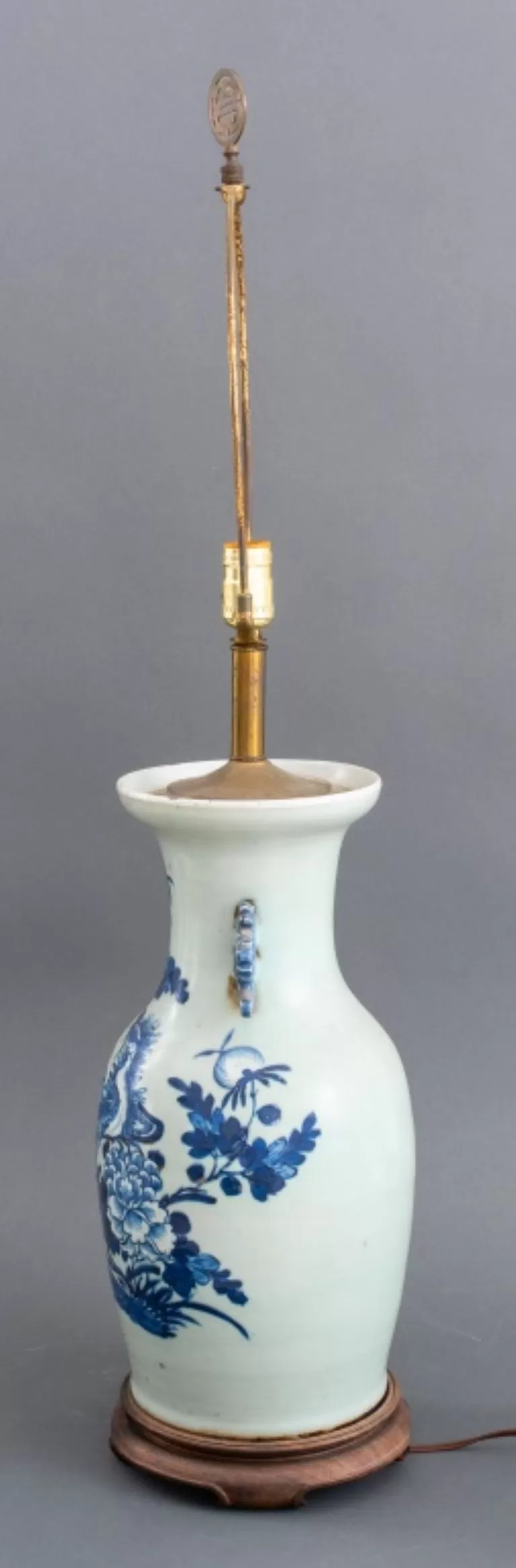 Chinese Large Porcelain Baluster Vase Lamp Mounted