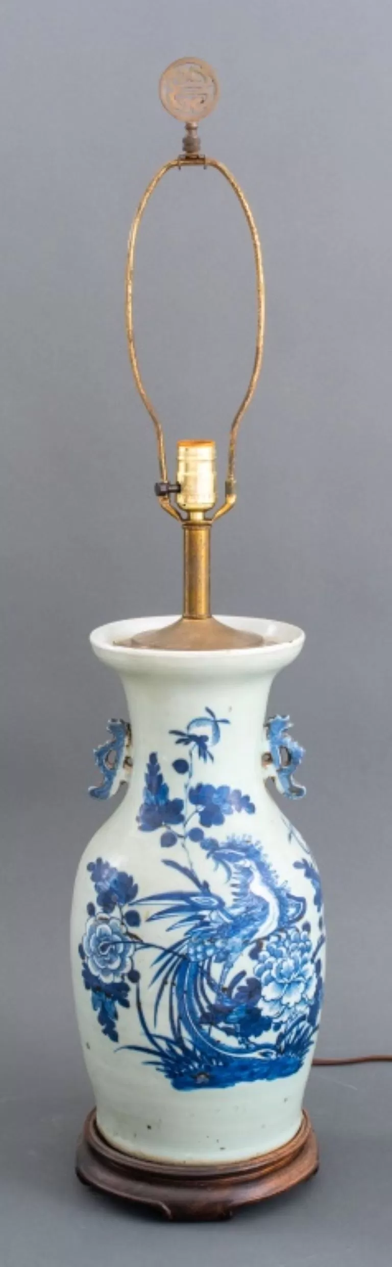 Chinese Large Porcelain Baluster Vase Lamp Mounted