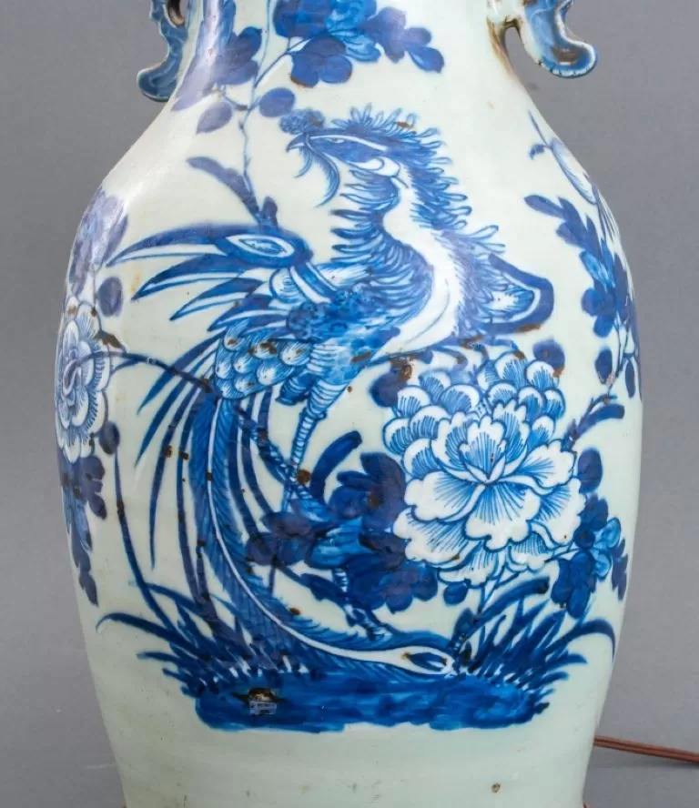 Chinese Large Porcelain Baluster Vase Lamp Mounted