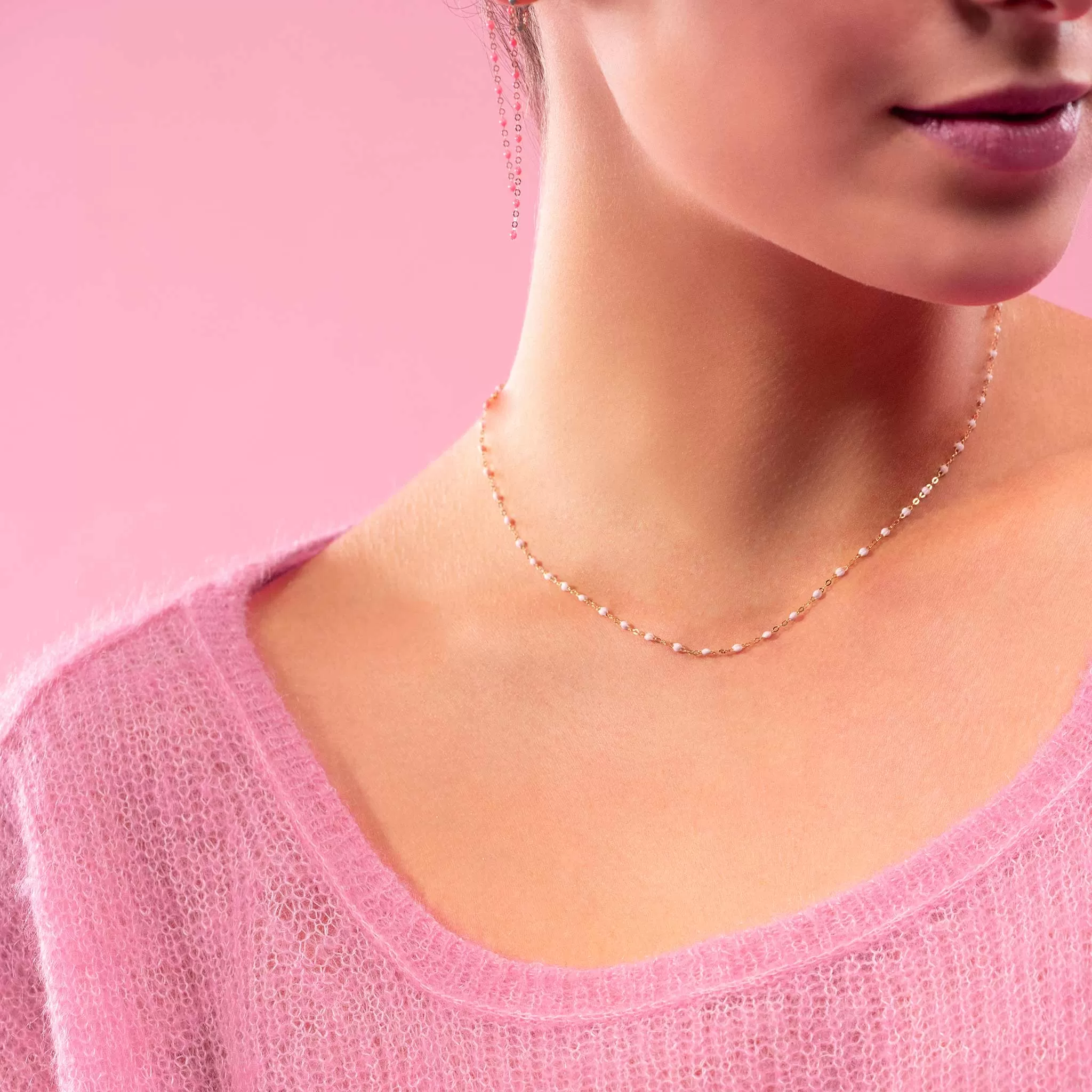 Classic Gigi Baby Pink necklace, Rose Gold, 16.5"