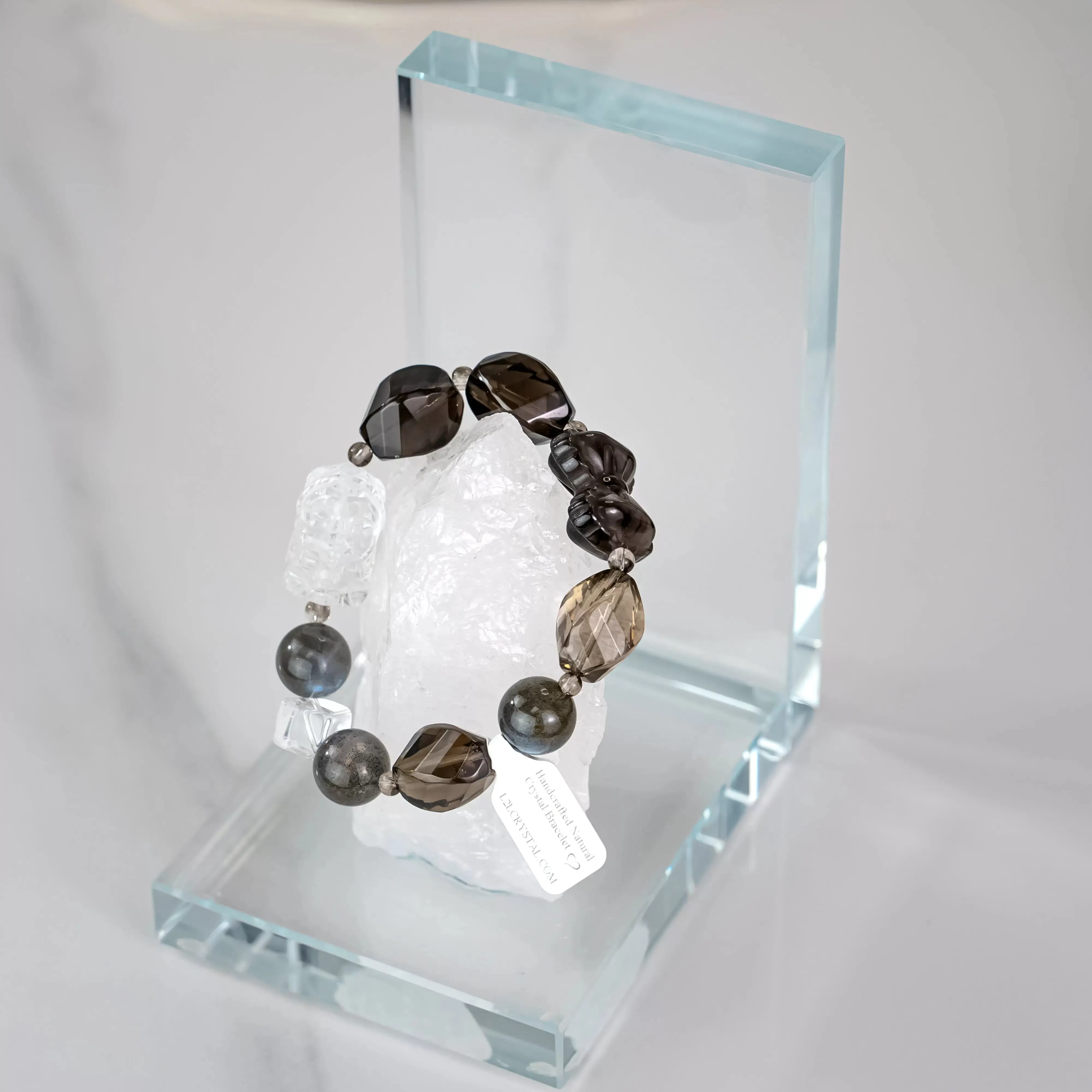 Clear Quartz Elephant Deity Smoky Quartz Labradorite Bracelet