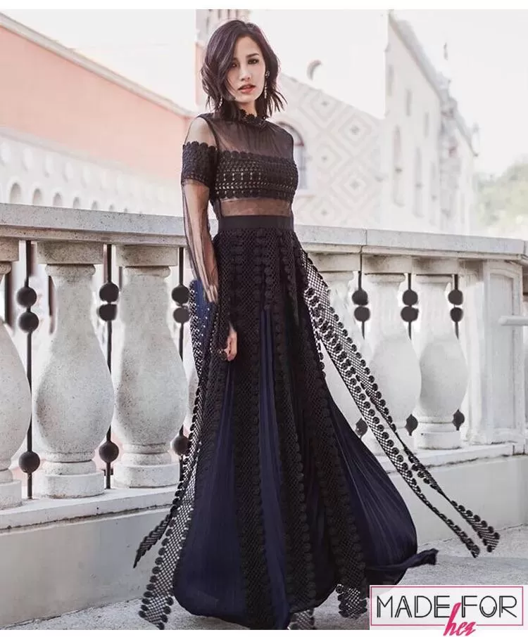 Client Arshi In Our Lace Patchwork Maxi Dress