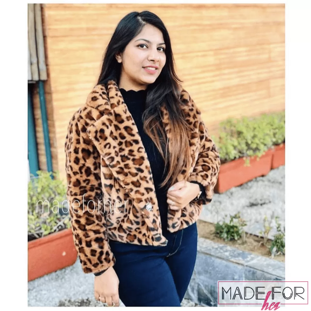 Client Sakshi In Our Leopard Furr Coat